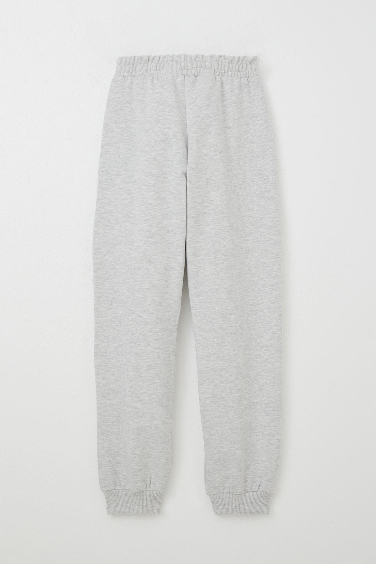 Breeze Kız Çocuk Eşofman Takım Lig Temalı Ön Kısmı V Dikişli Açık Gri Melanj (5-10 Yaş)