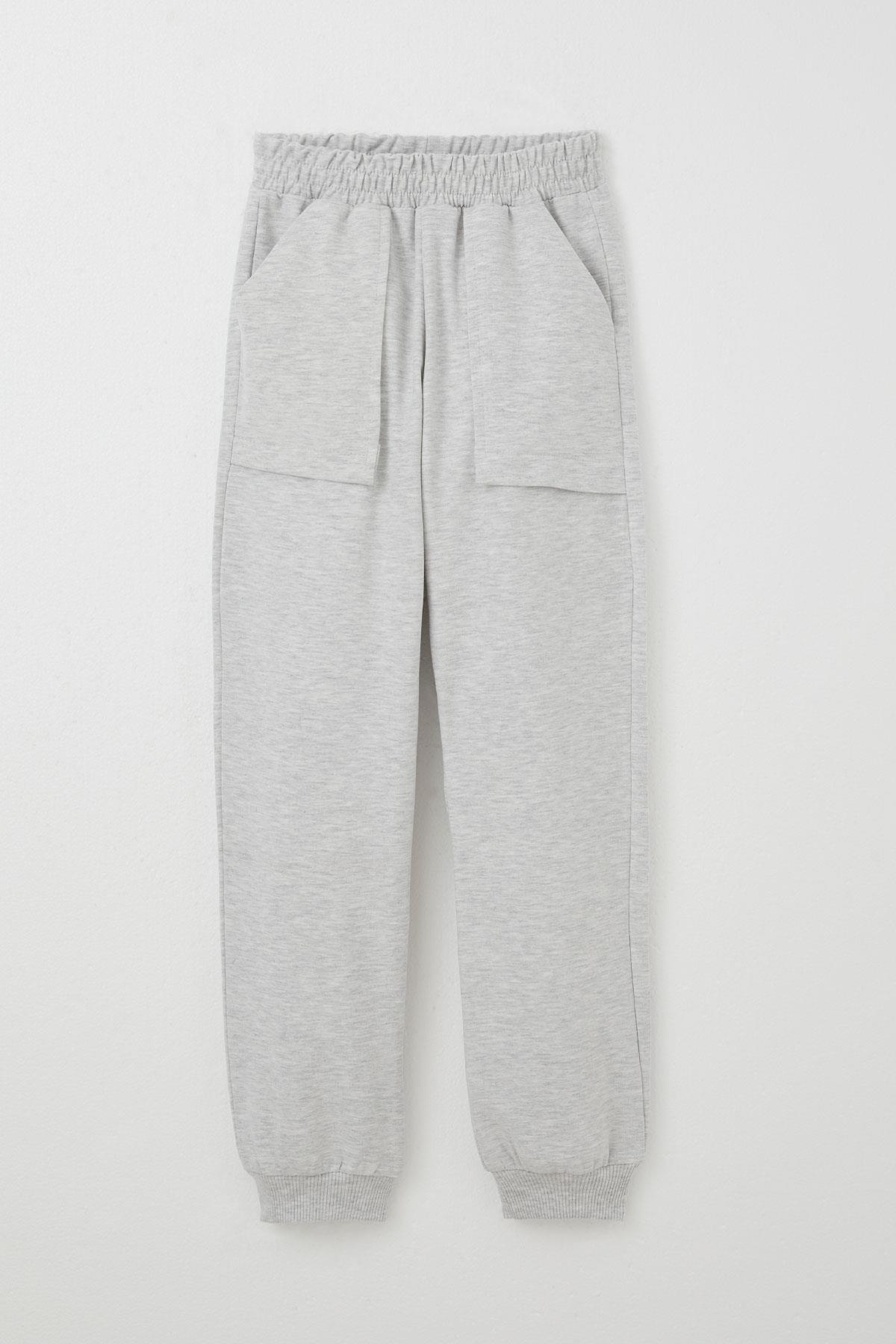 Breeze Kız Çocuk Eşofman Takım Lig Temalı Ön Kısmı V Dikişli Açık Gri Melanj (5-10 Yaş)