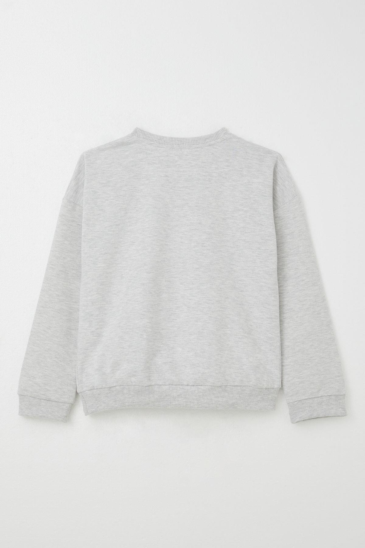 Breeze Kız Çocuk Eşofman Takım Lig Temalı Ön Kısmı V Dikişli Açık Gri Melanj (5-10 Yaş)