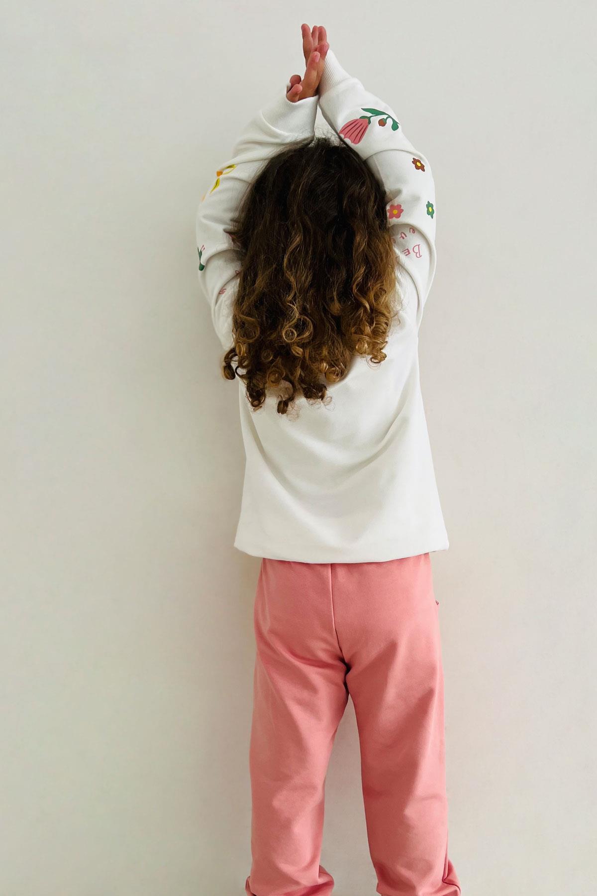 Breeze Kız Çocuk Eşofman Takım Papatya & Kız Baskılı Ekru (3 Yaş)