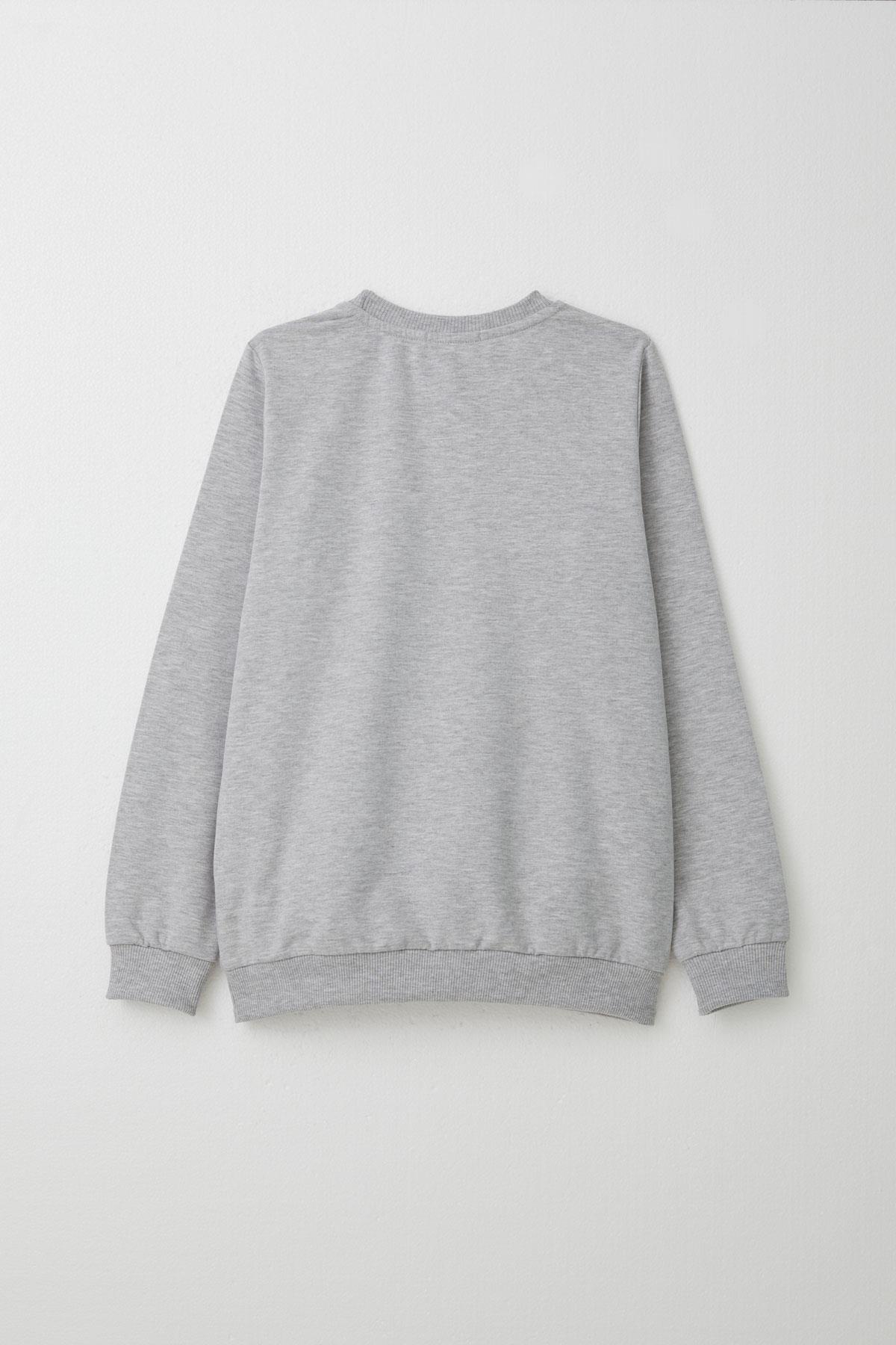 Breeze Kız Çocuk Eşofman Takım Renkli Yazı Baskılı Açık Gri Melanj (8-12 Yaş)