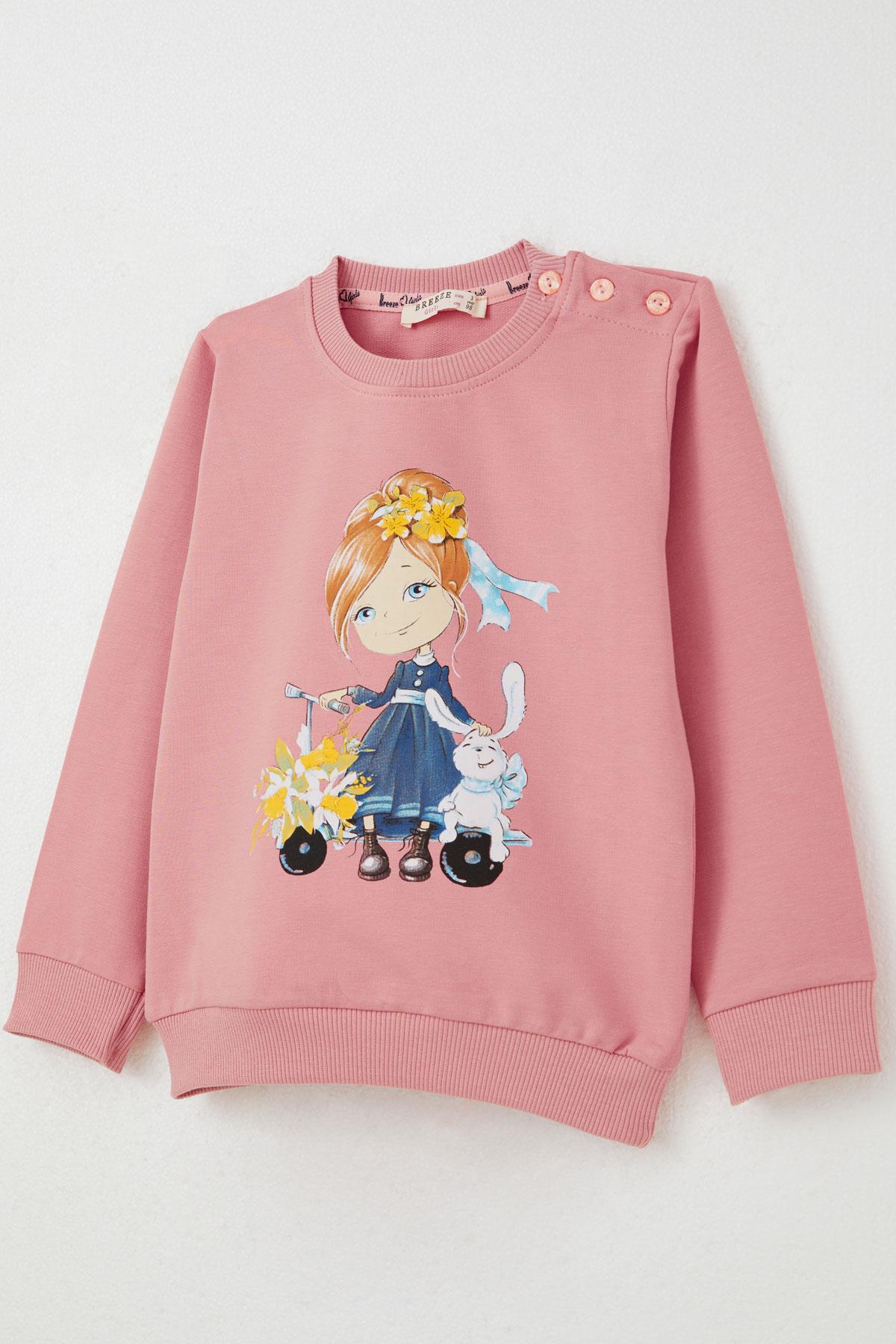 Breeze Kız Çocuk Eşofman Takım Scooter Kız Baskılı Gülkurusu (1.5-5 Yaş)