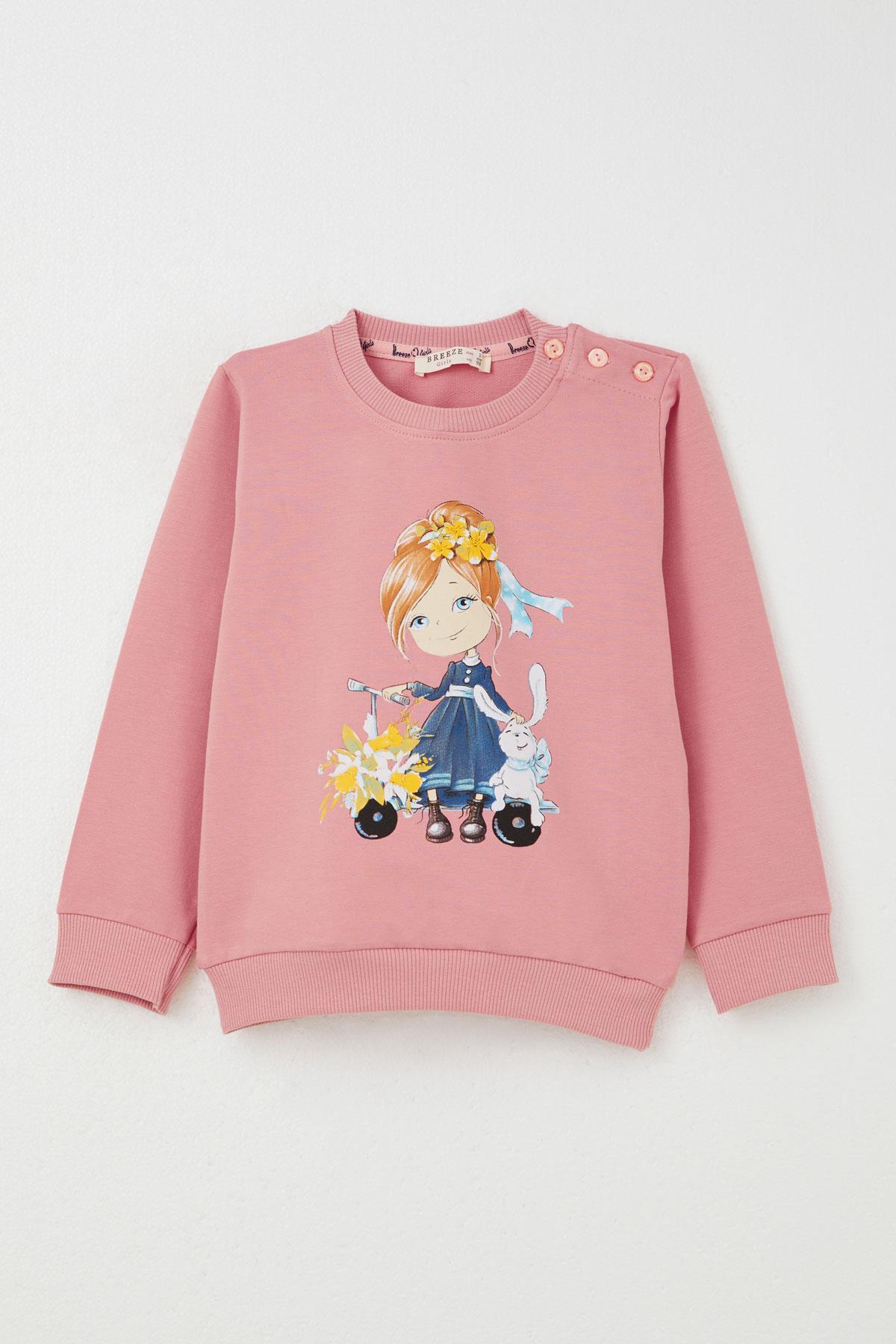 Breeze Kız Çocuk Eşofman Takım Scooter Kız Baskılı Gülkurusu (1.5-5 Yaş)