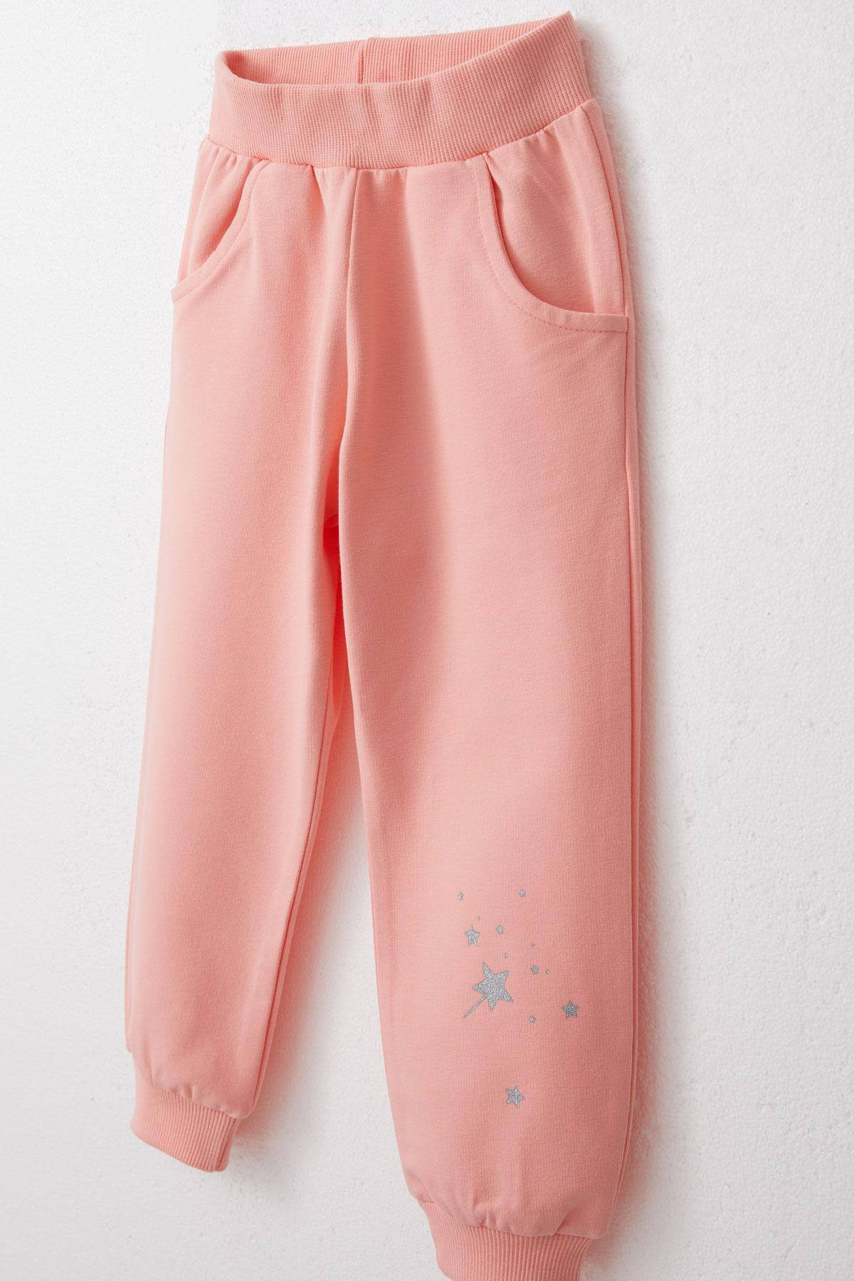 Breeze Kız Çocuk Eşofman Takım Sevimli Sihirbaz Tavşancık Baskılı Bej Melanj (1-4 Yaş)