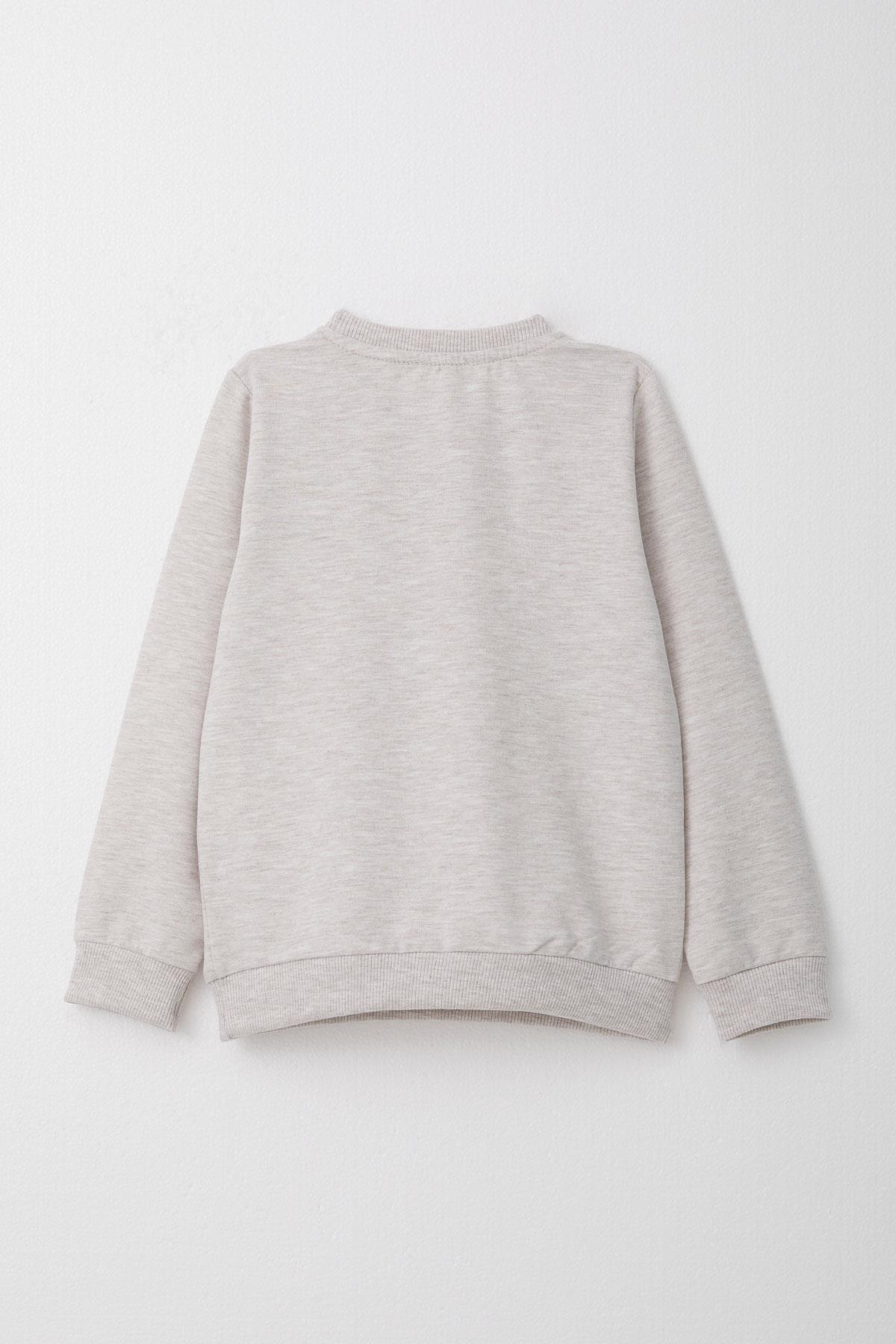 Breeze Kız Çocuk Eşofman Takım Simli Yazı Baskılı Sevimli Ayıcıklı Bej Melanj (1.5-5 Yaş)