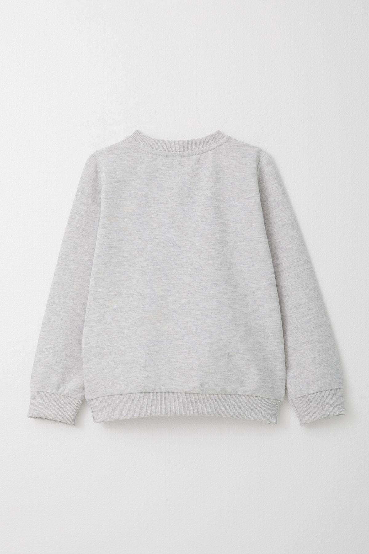 Breeze Kız Çocuk Eşofman Takım Simli Yazı Baskılı Sevimli Ayıcıklı Açık Gri Melanj (1.5-5 Yaş)