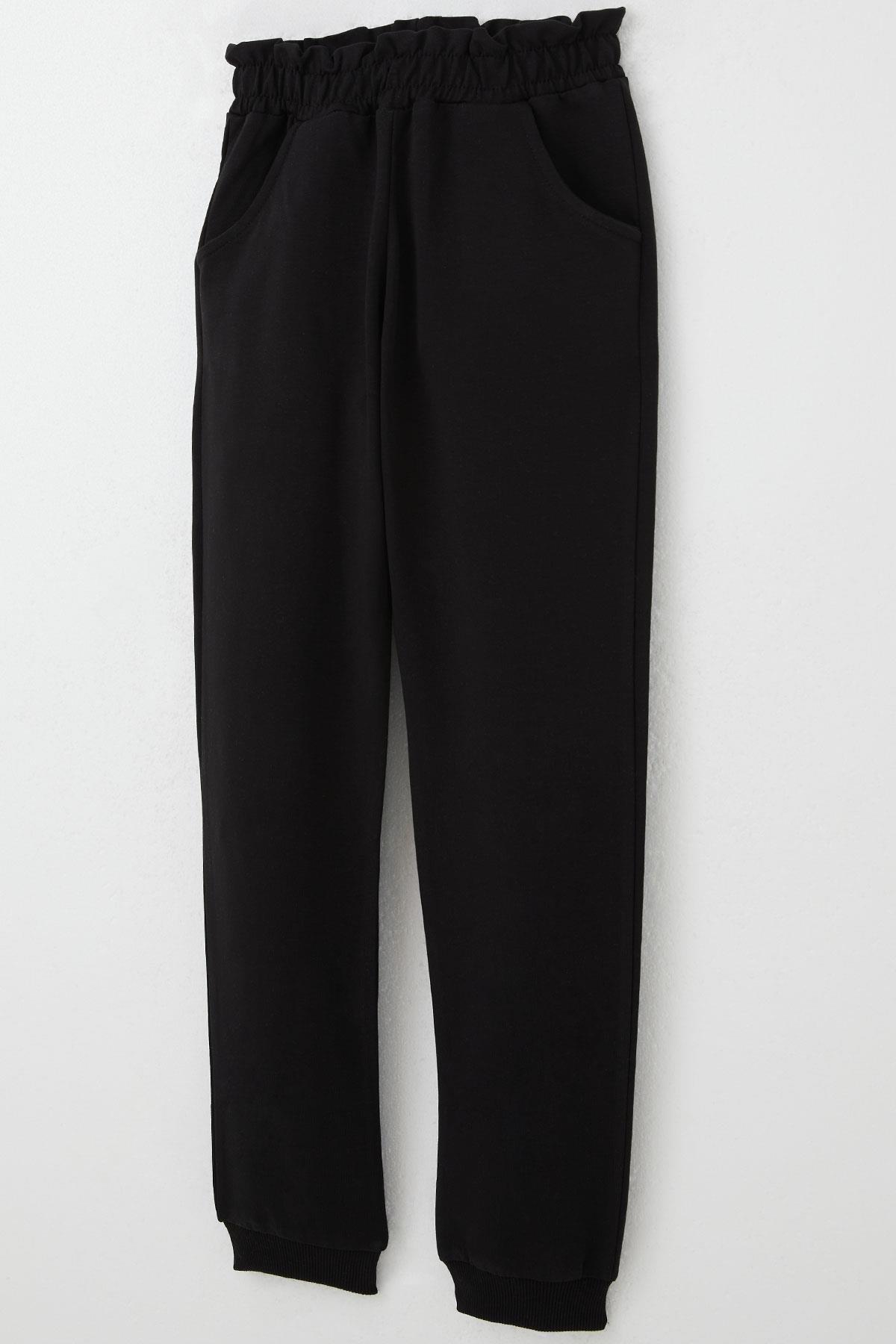 Breeze Kız Çocuk Eşofman Takım Taş İşlemeli Kalp Siyah (4-6 Yaş)