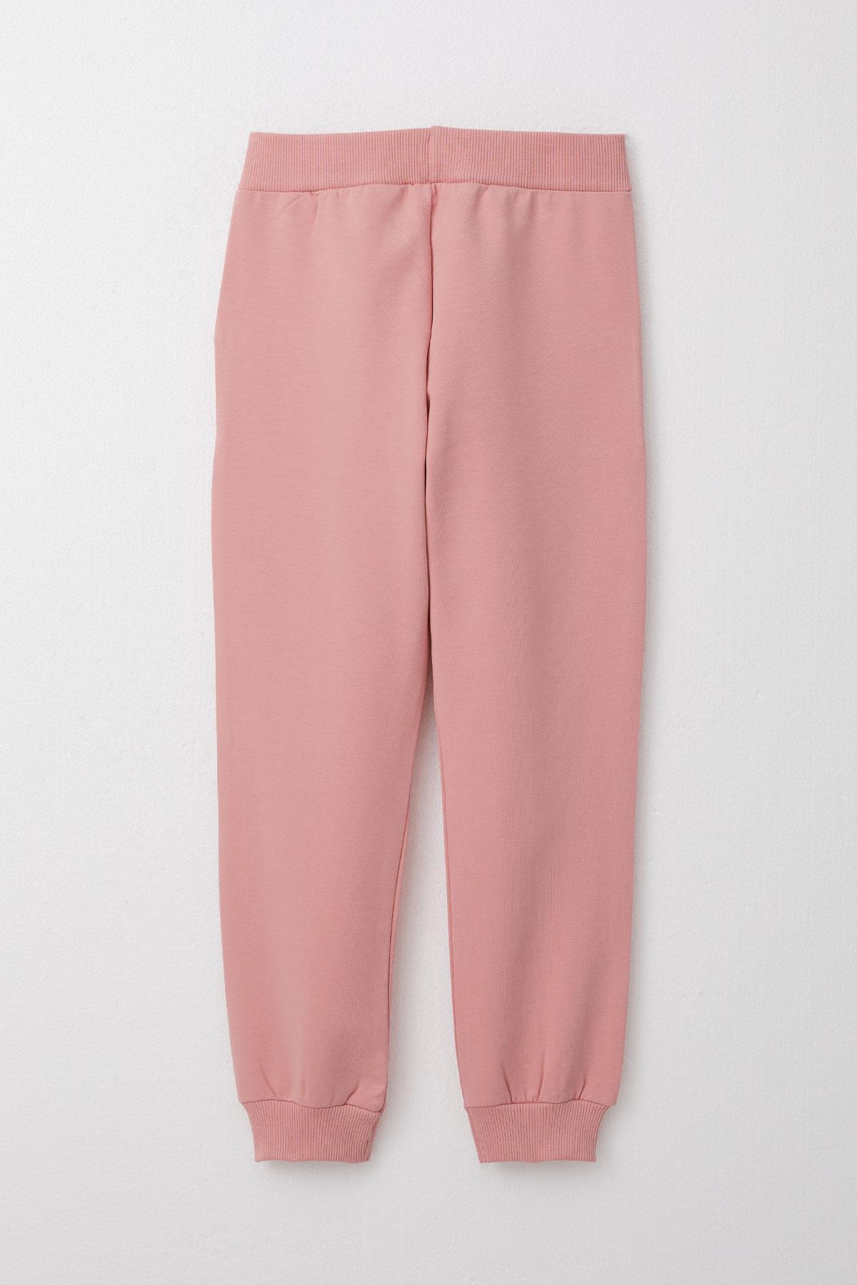 Breeze Kız Çocuk Eşofman Takım Yazı Baskılı Sırtı Çiçekli Açık Gri Melanj (4-9 Yaş)