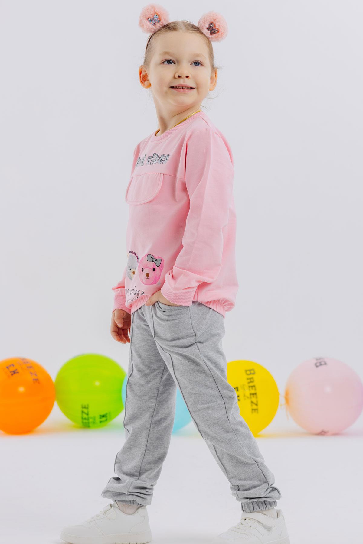 Breeze Kız Çocuk Eşofman Takımı Ayıcık Baskılı Pembe (3-6 Yaş)