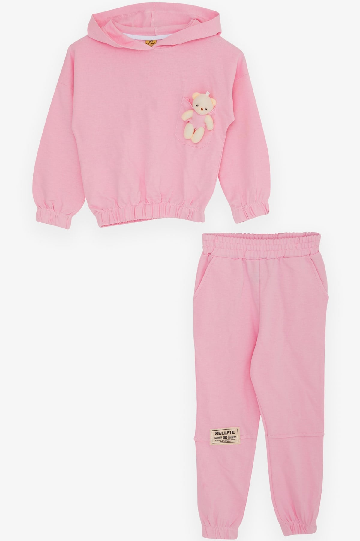 Breeze Kız Çocuk Eşofman Takımı Ayıcık Aksesuarlı Pembe (5-9 Yaş)