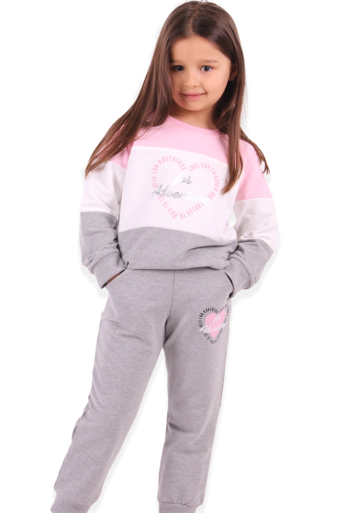 Breeze Kız Çocuk Eşofman Takımı Baskılı Pembe (2-6 Yaş)