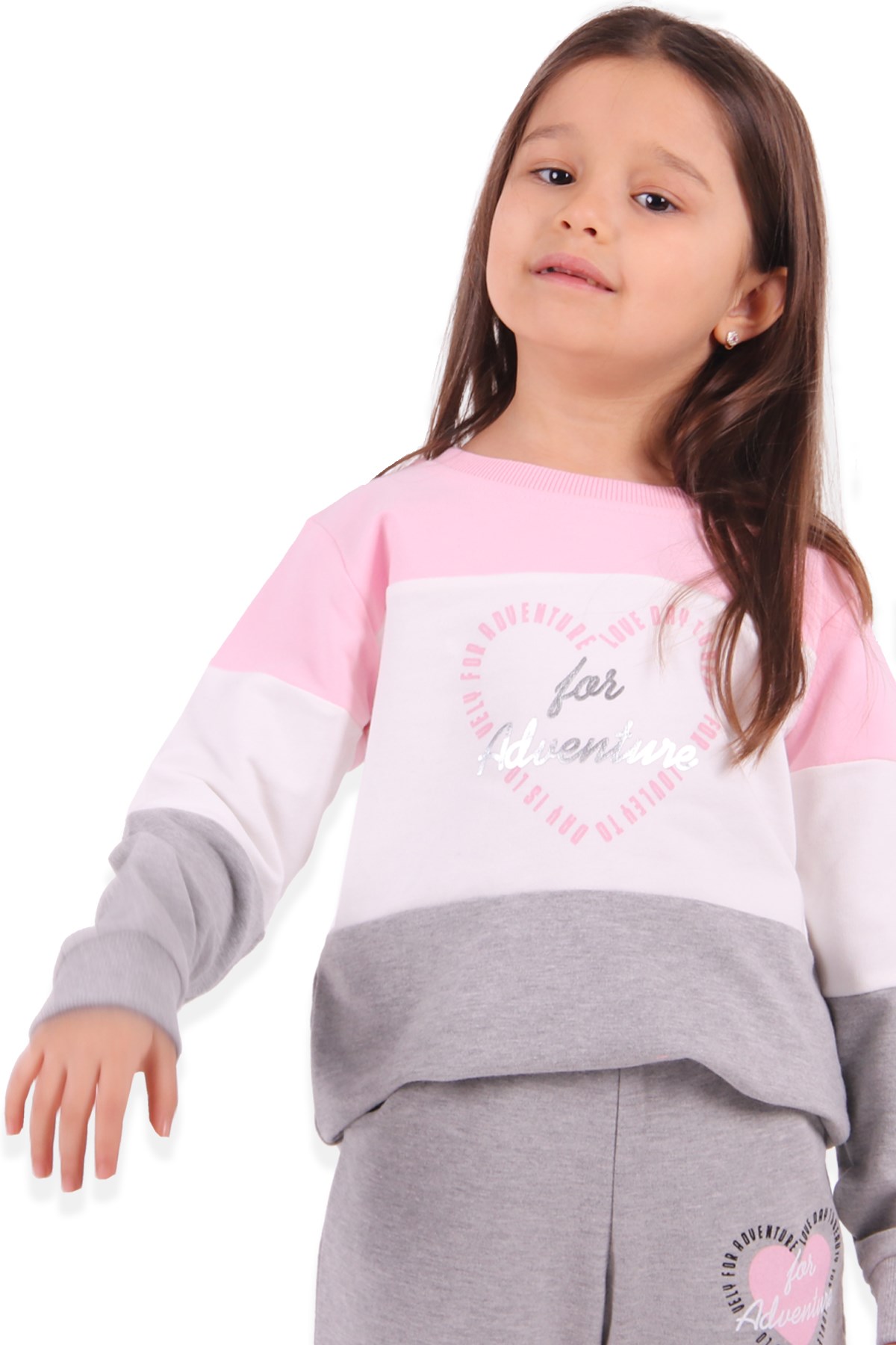 Breeze Kız Çocuk Eşofman Takımı Baskılı Pembe (2-6 Yaş)