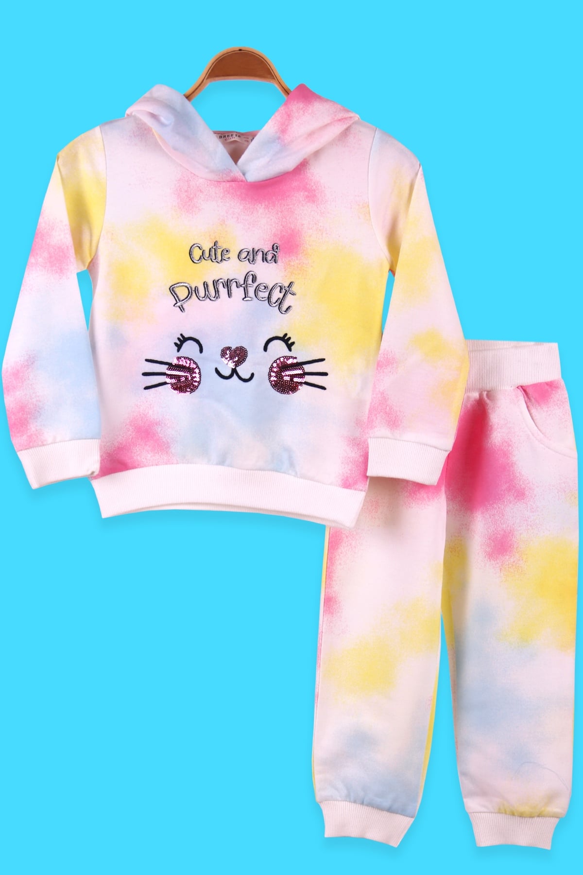 Breeze Kız Çocuk Eşofman Takımı Batik Desenli Ekru (2-6 Yaş)