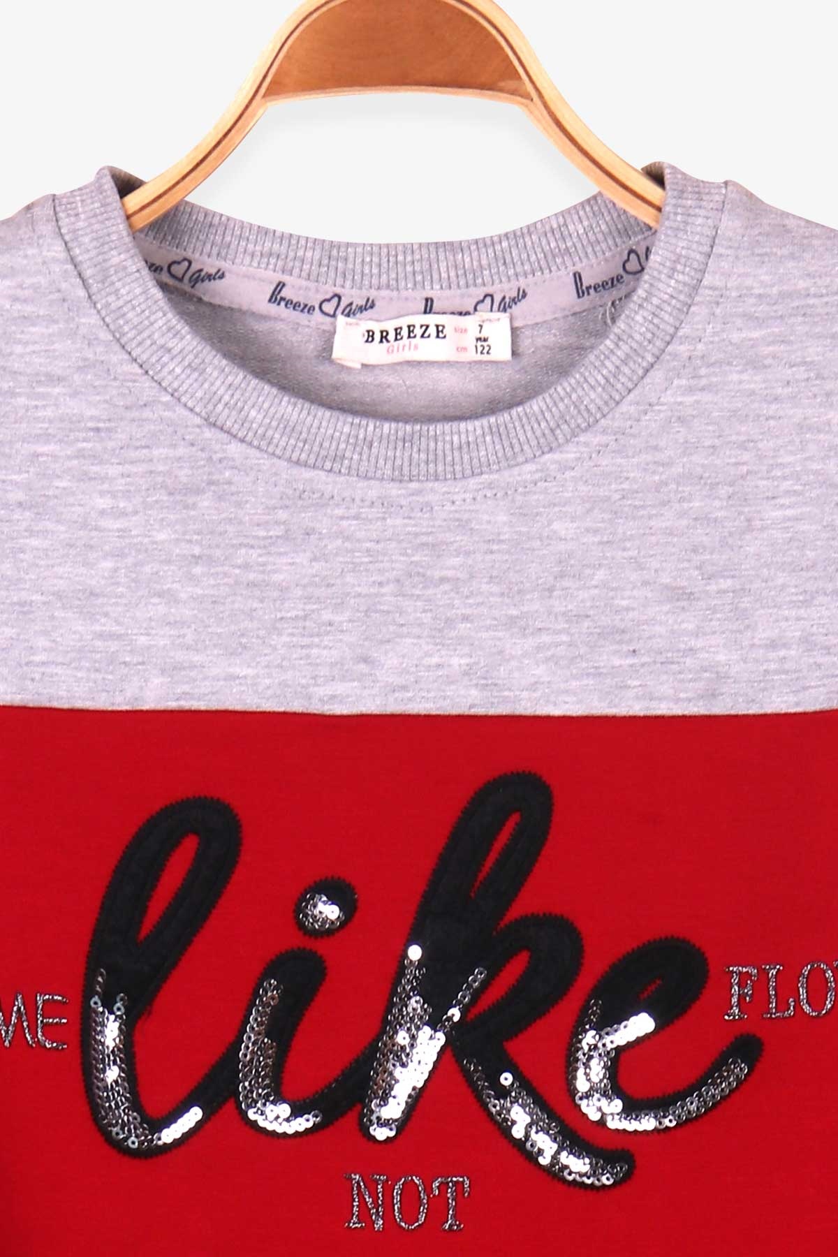 Breeze Kız Çocuk Eşofman Takımı Beli Bağcıklı Cepli Gri (7-12 Yaş)