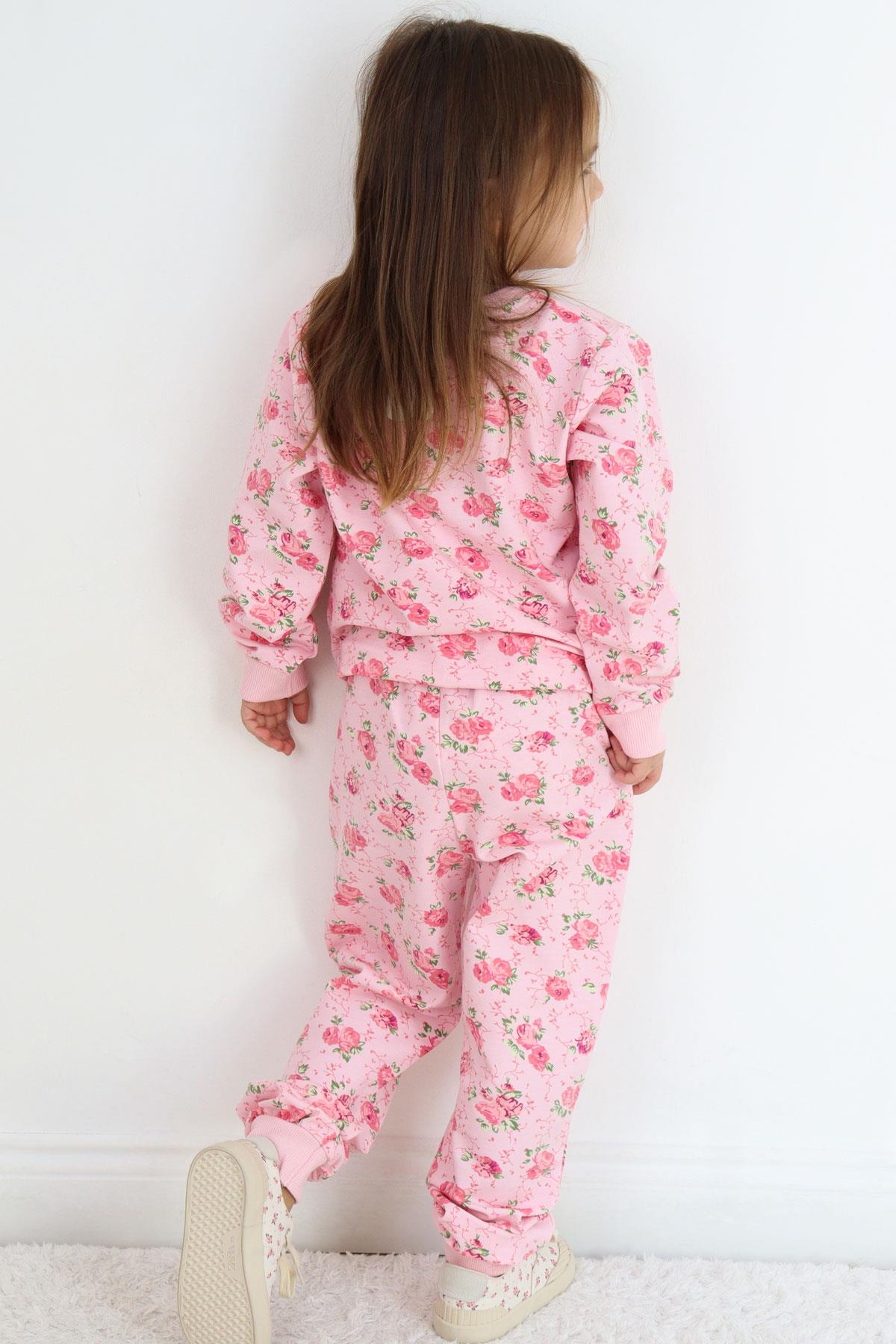 Breeze Kız Çocuk Eşofman Takımı Çiçek Desenli Pembe (1.5-4 Yaş)