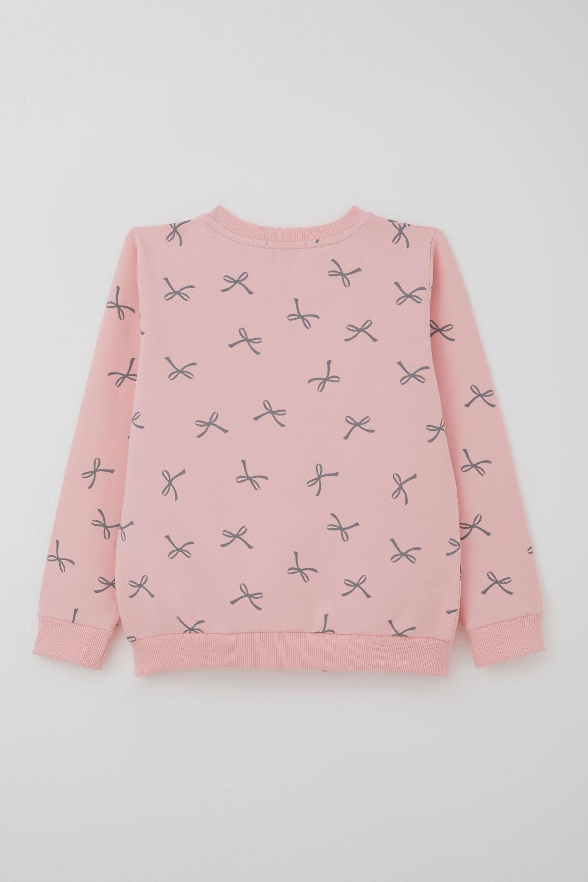 Breeze Kız Çocuk Eşofman Takımı Fiyonk Detaylı Bağcık Aksesuarlı Pembe (7-12 Yaş)