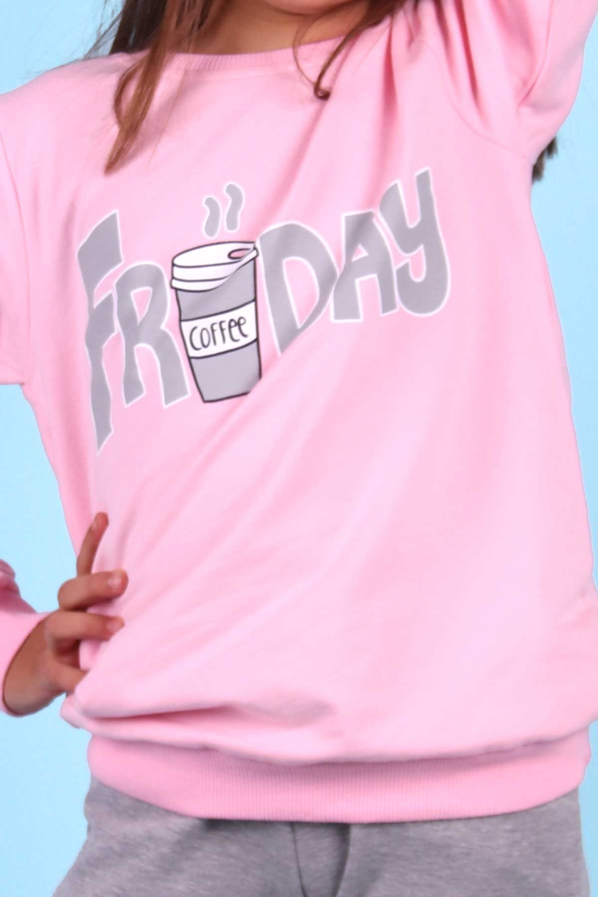 Breeze Kız Çocuk Eşofman Takımı Friday Baskılı Pudra (8-12 Yaş)