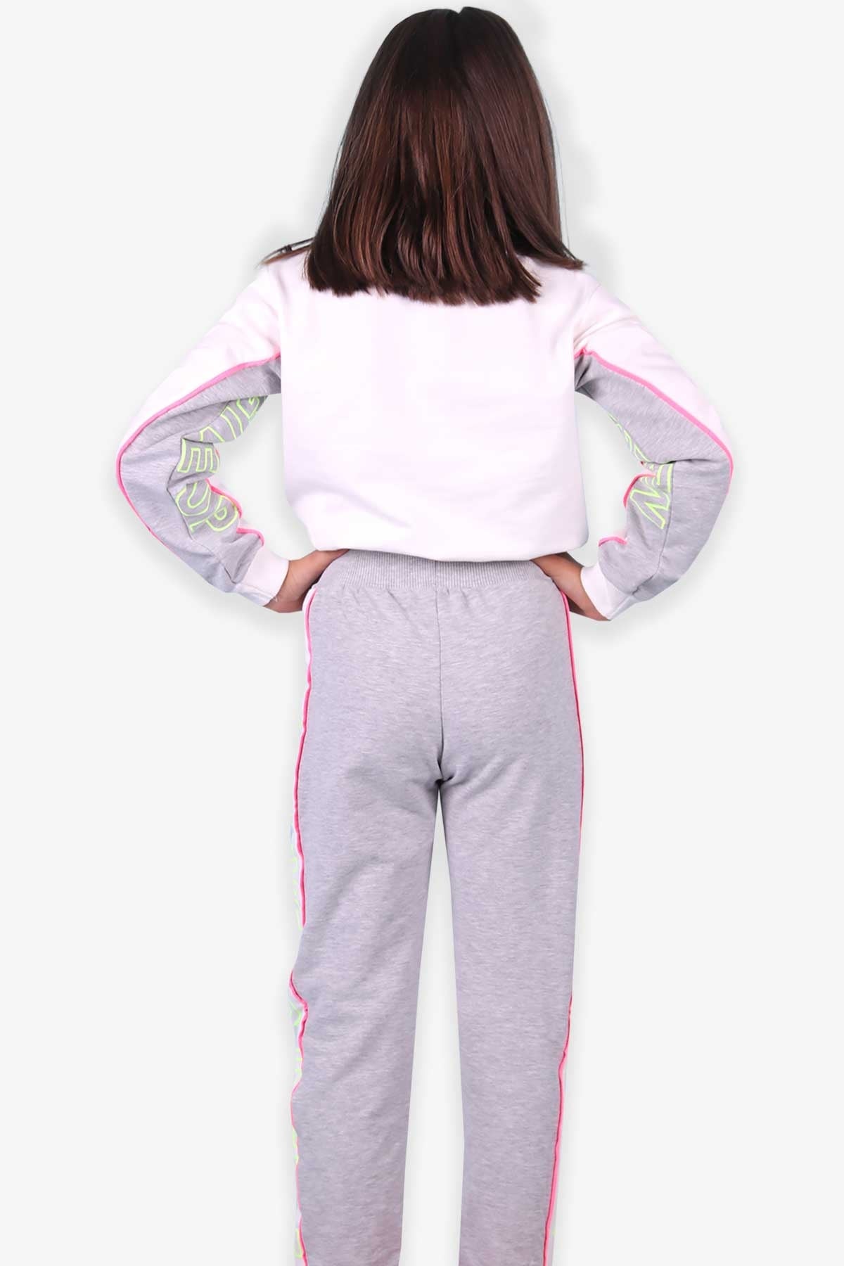 Breeze Kız Çocuk Eşofman Takımı Göbek Üstü Baskılı Ekru (6-10 Yaş)