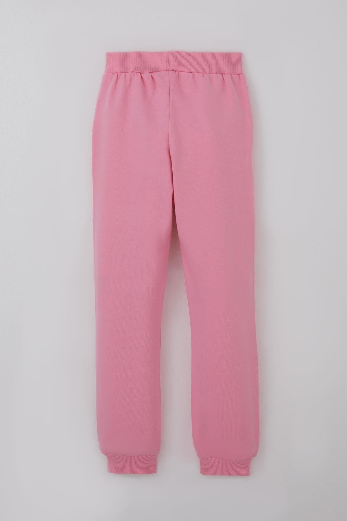 Breeze Kız Çocuk Eşofman Takımı Kalp Nakışlı Fiyonklu Pembe (4-9 Yaş)