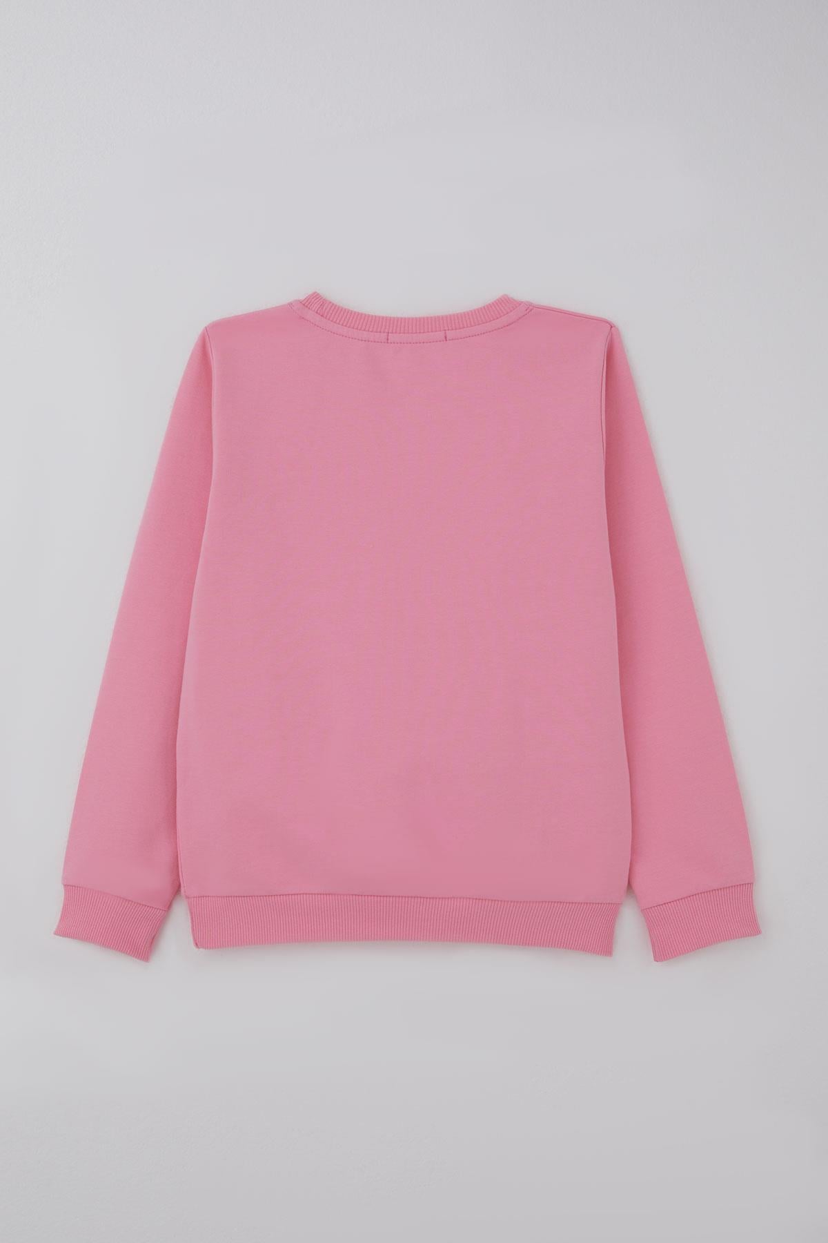 Breeze Kız Çocuk Eşofman Takımı Kalp Nakışlı Fiyonklu Pembe (4-9 Yaş)