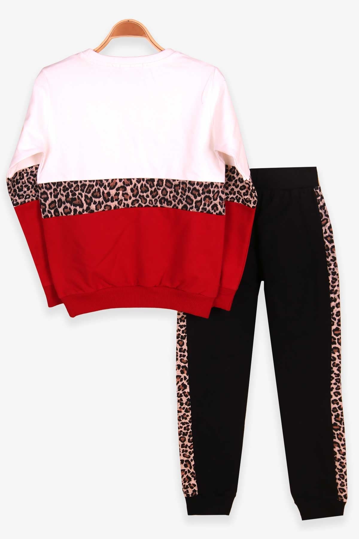 Breeze Kız Çocuk Eşofman Takımı Leoparlı Kırmızı (6-12 Yaş)