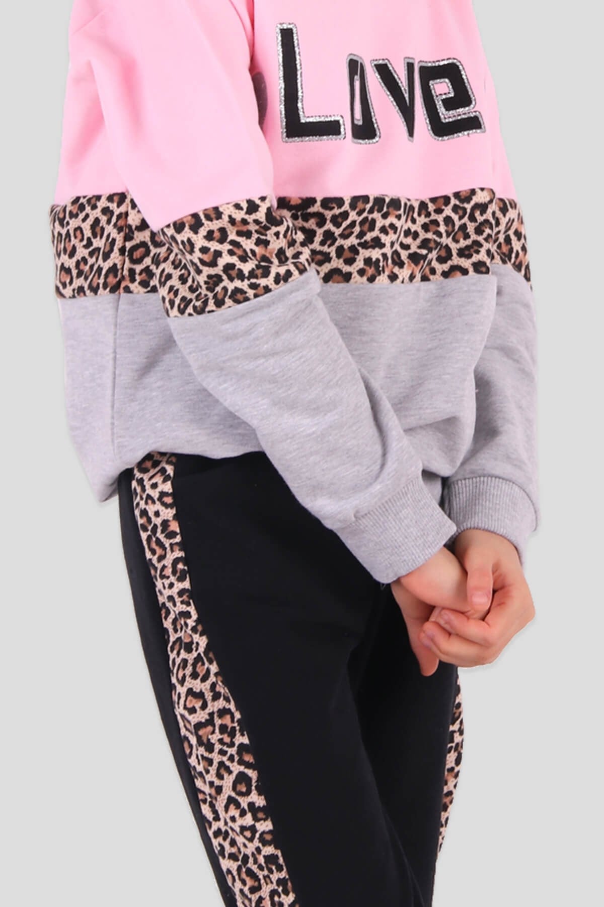 Breeze Kız Çocuk Eşofman Takımı Leoparlı Pembe (6-12 Yaş)
