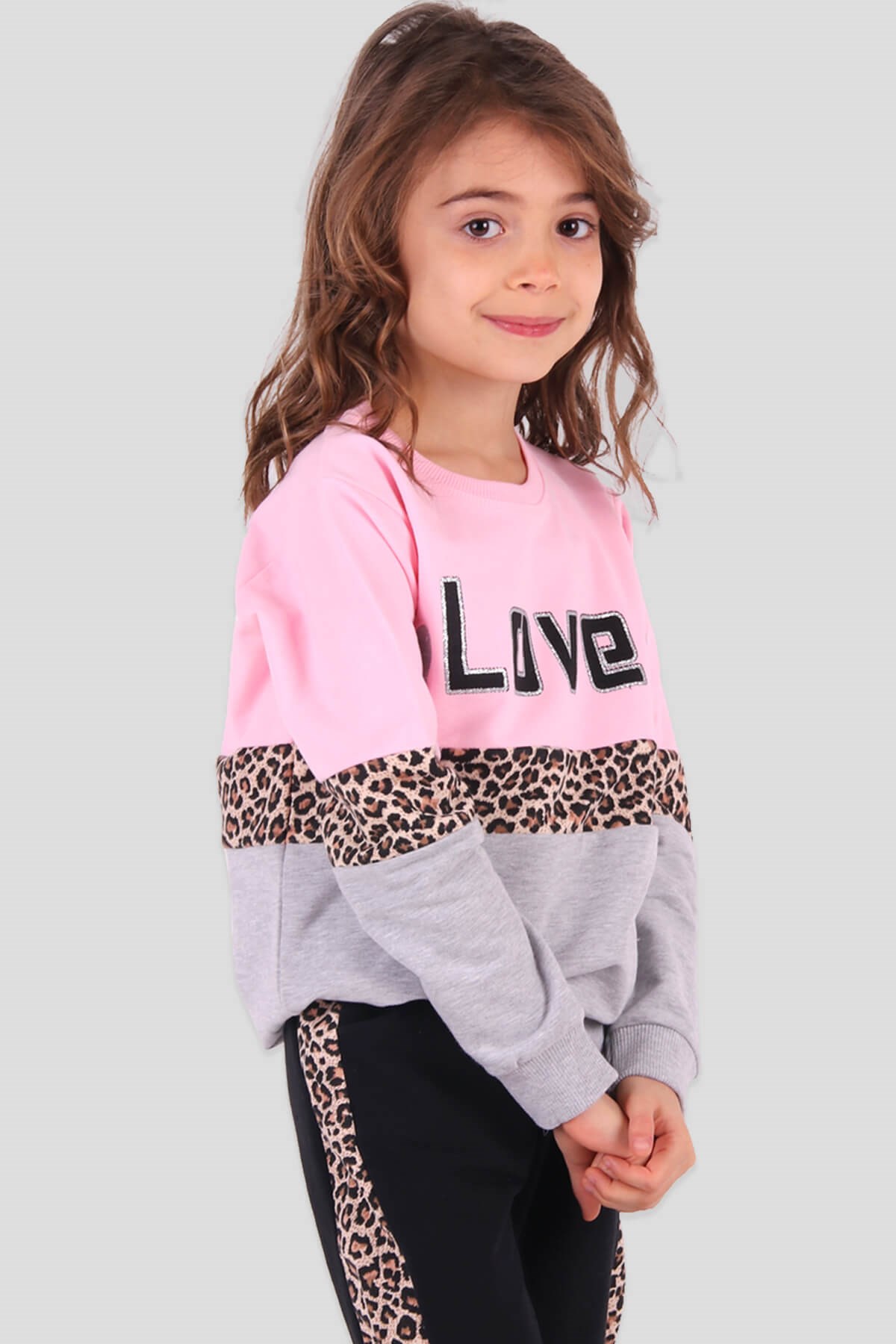 Breeze Kız Çocuk Eşofman Takımı Leoparlı Pembe (6-12 Yaş)