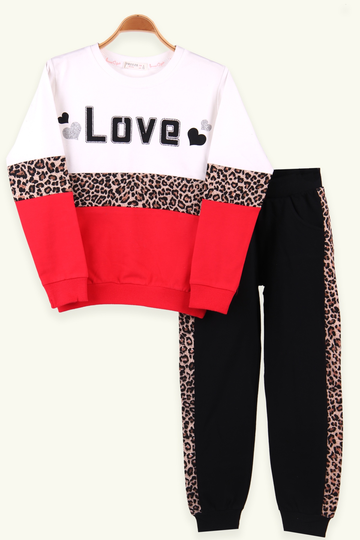 Breeze Kız Çocuk Eşofman Takımı Leoparlı Narçiçeği (6-12 Yaş)