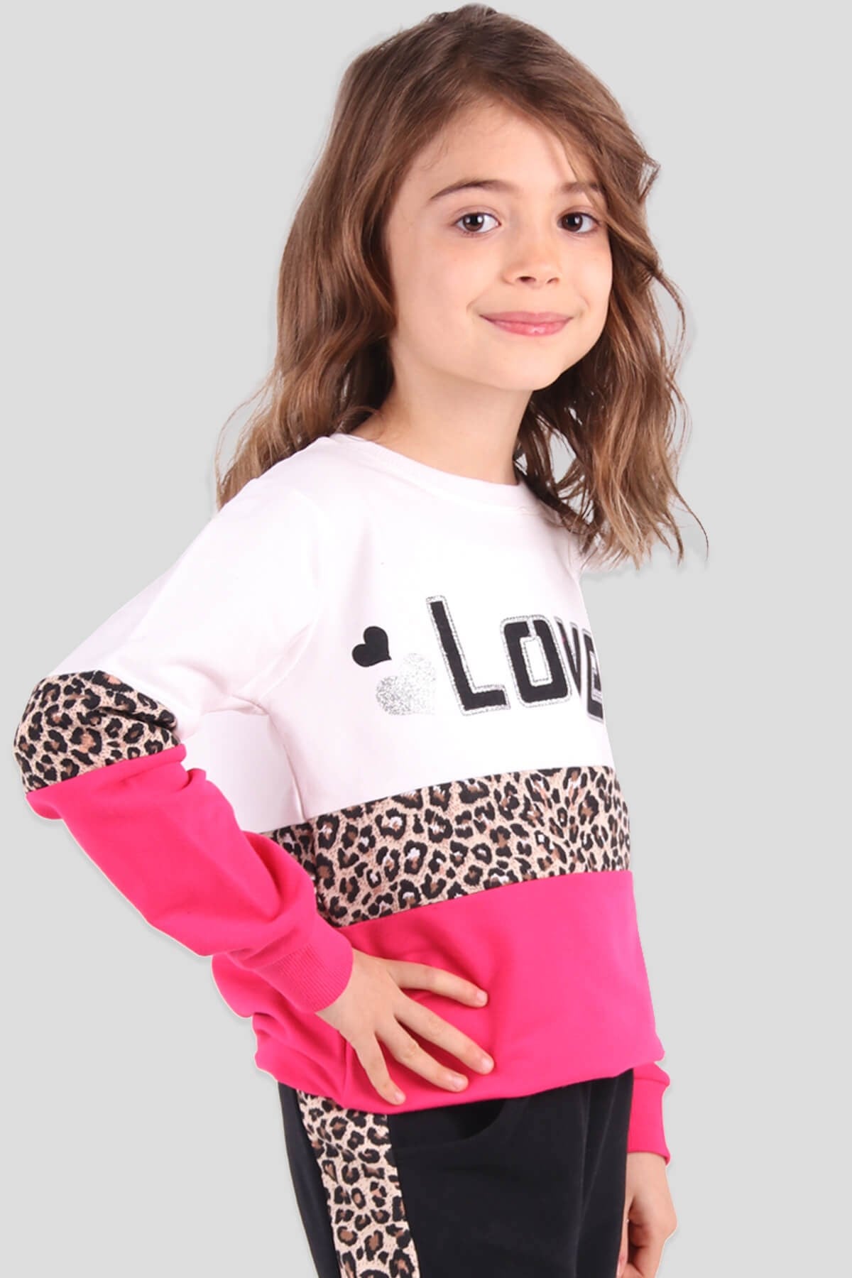 Breeze Kız Çocuk Eşofman Takımı Leoparlı Fuşya (6-12 Yaş)