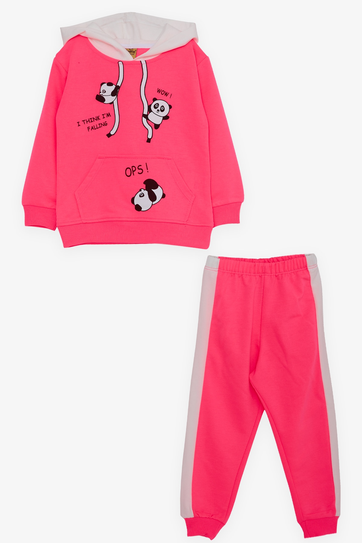 Breeze Kız Çocuk Eşofman Takımı Pandacık Baskılı Neon Pembe (2-3-6-7 Yaş)