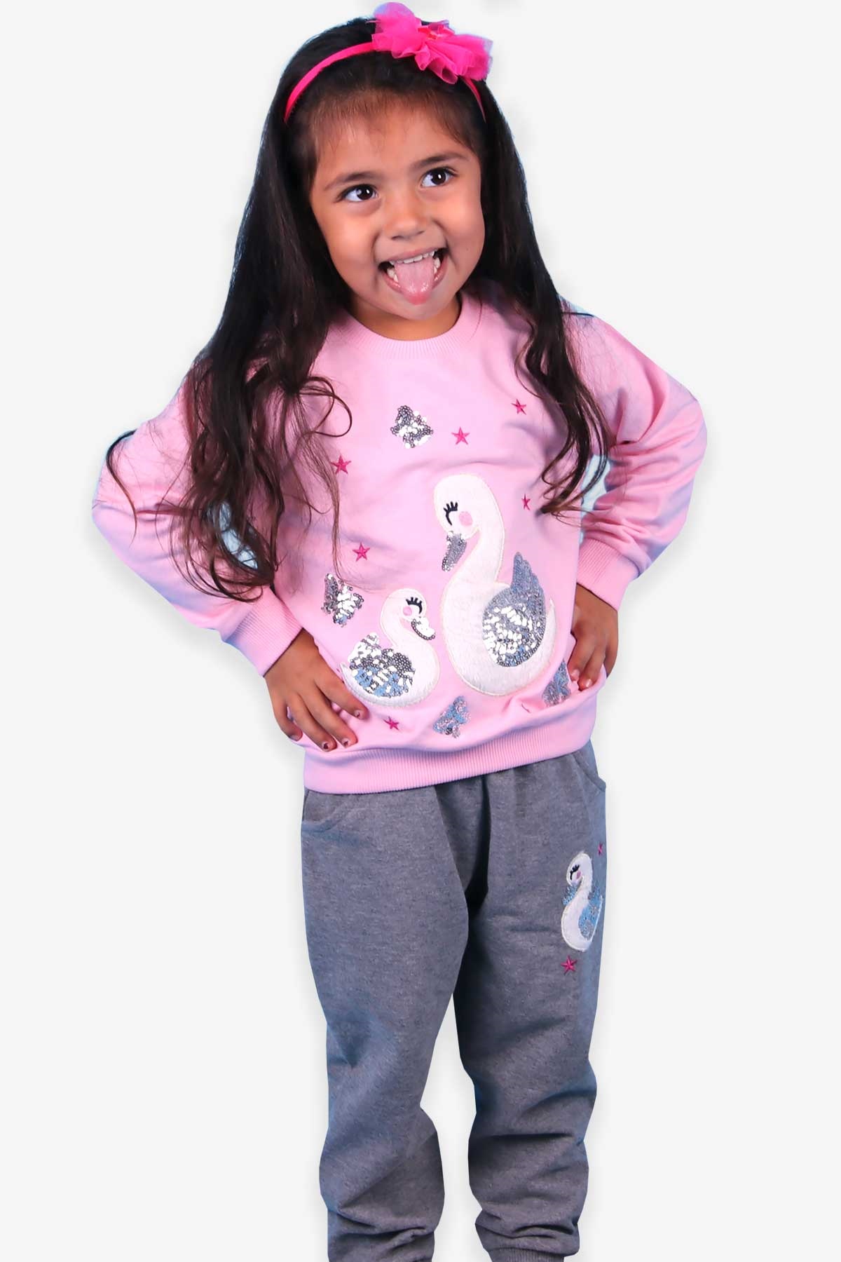 Breeze Kız Çocuk Eşofman Takımı Pullu Pembe(1.5-5 Yaş)