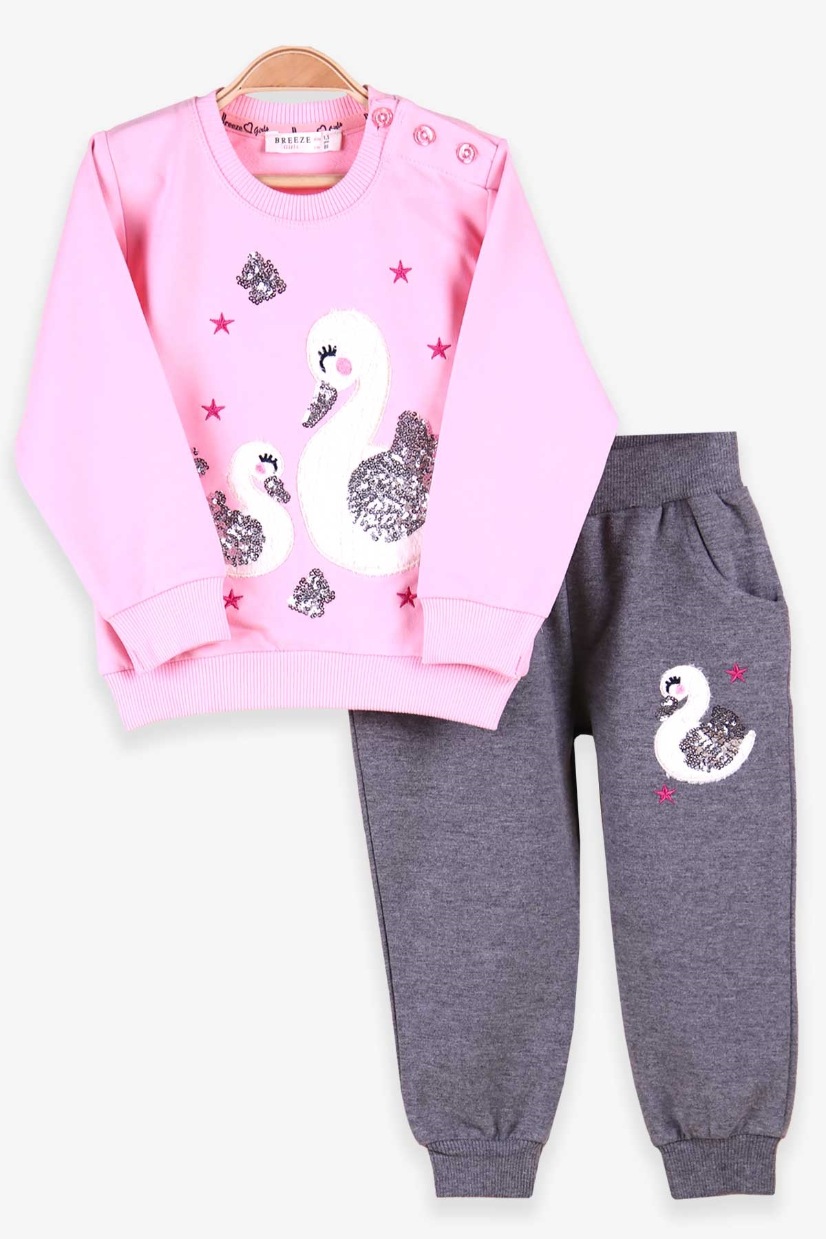 Breeze Kız Çocuk Eşofman Takımı Pullu Pembe(1.5-5 Yaş)