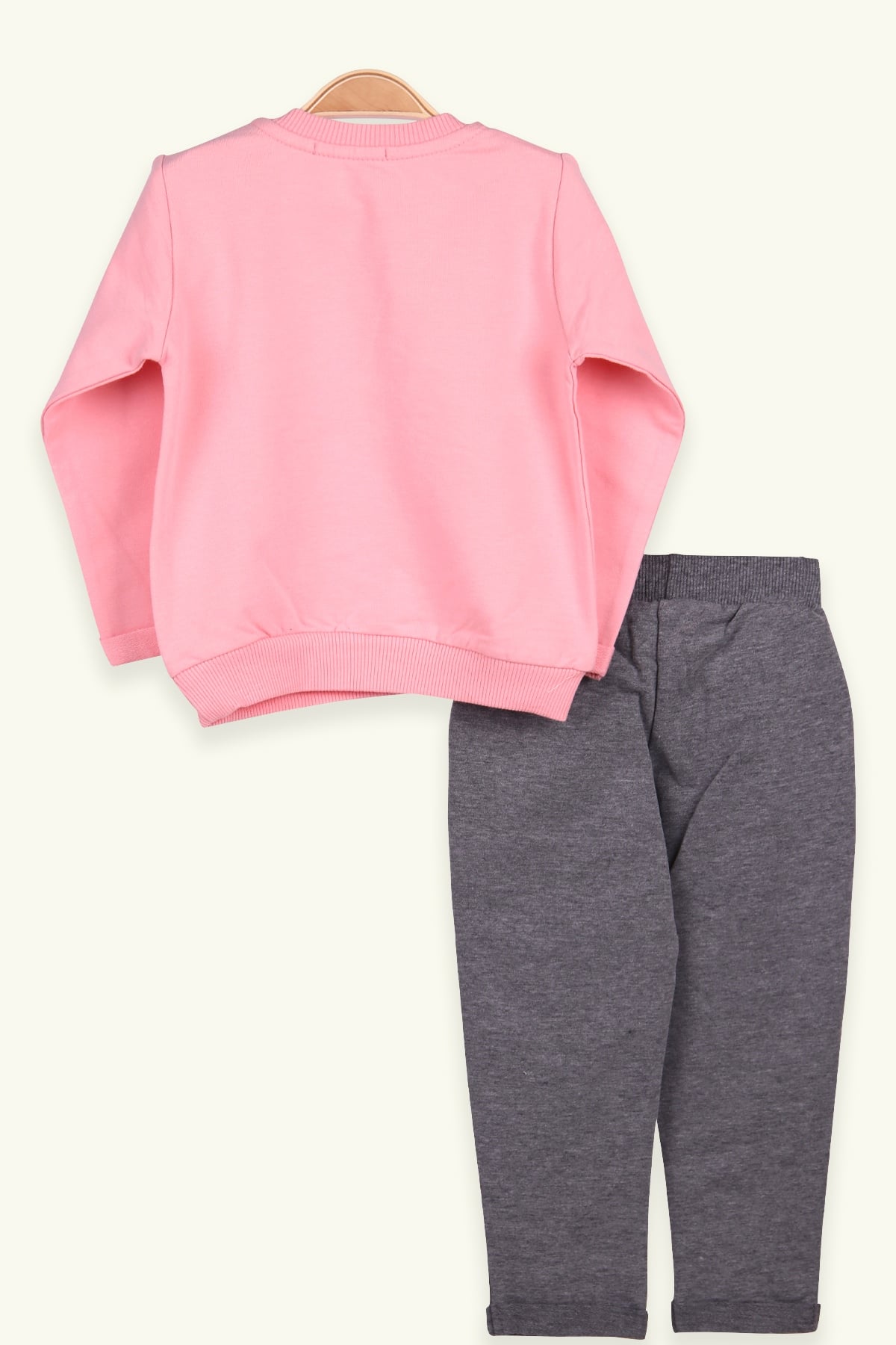 Breeze Kız Çocuk Eşofman Takımı Pullu Kedili Pembe-Gri (1.5-5 Yaş)