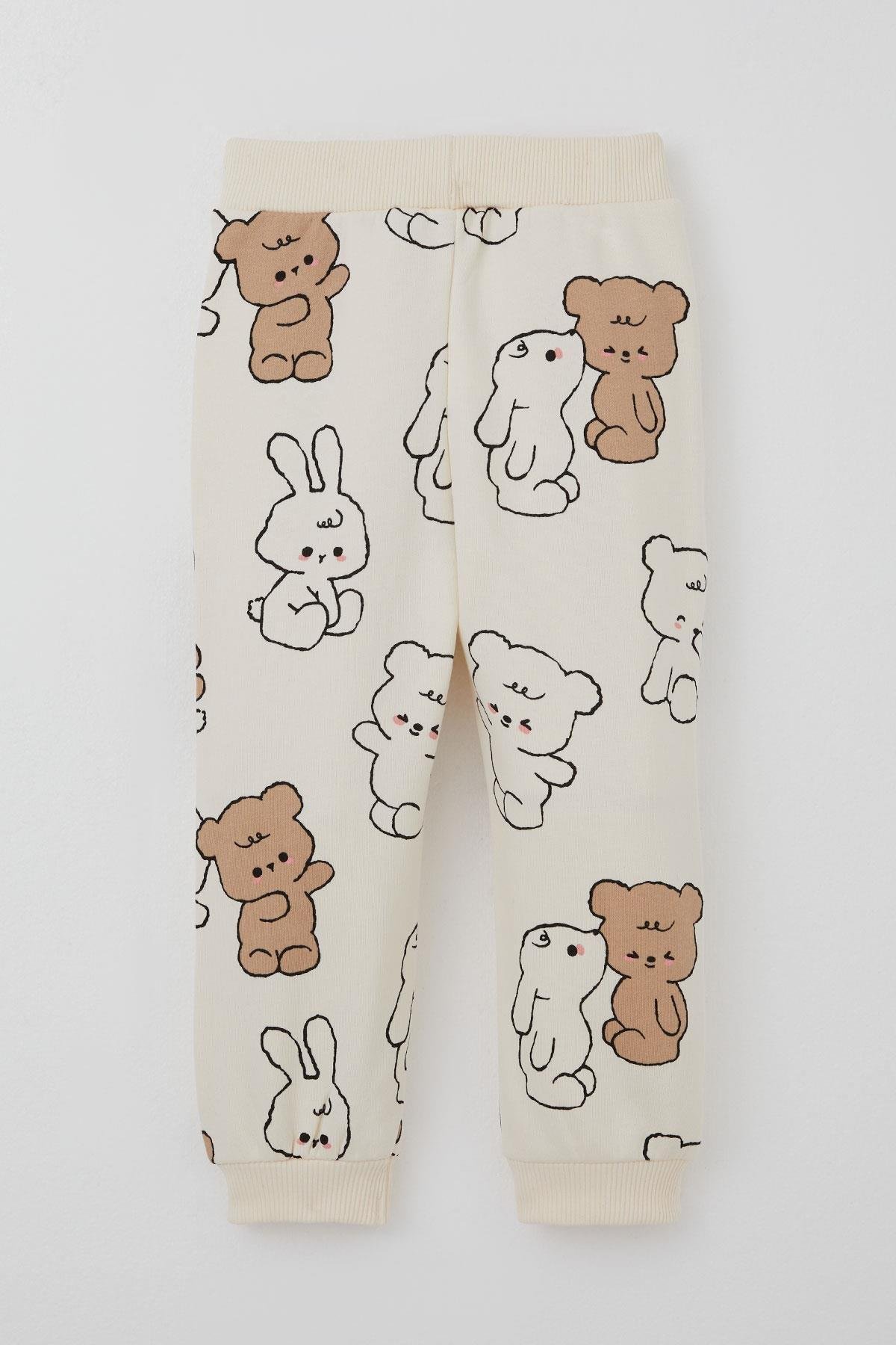 Breeze Kız Çocuk Eşofman Takımı Sevimli Dostlar Krem (2-6 Yaş)