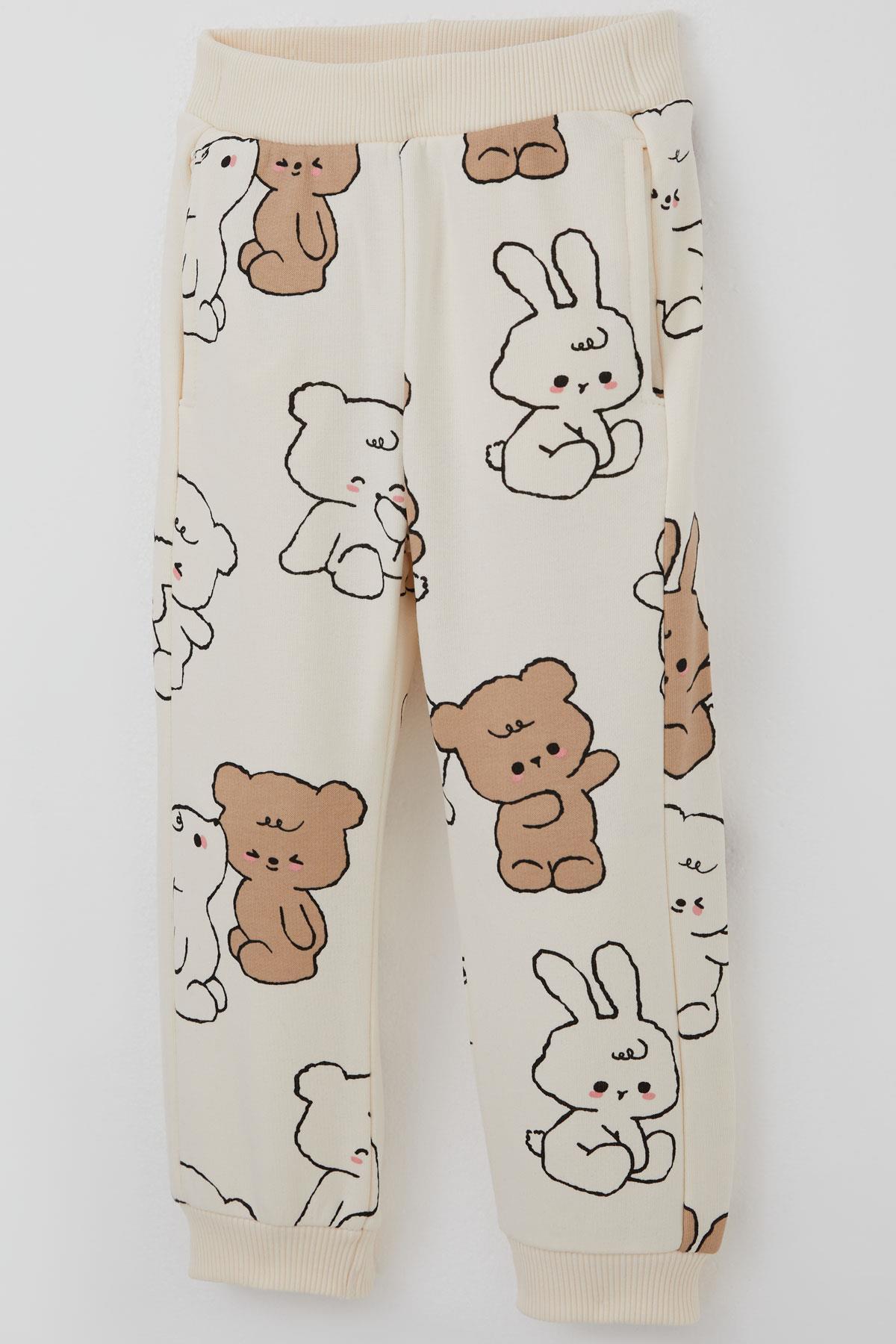 Breeze Kız Çocuk Eşofman Takımı Sevimli Dostlar Krem (2-6 Yaş)