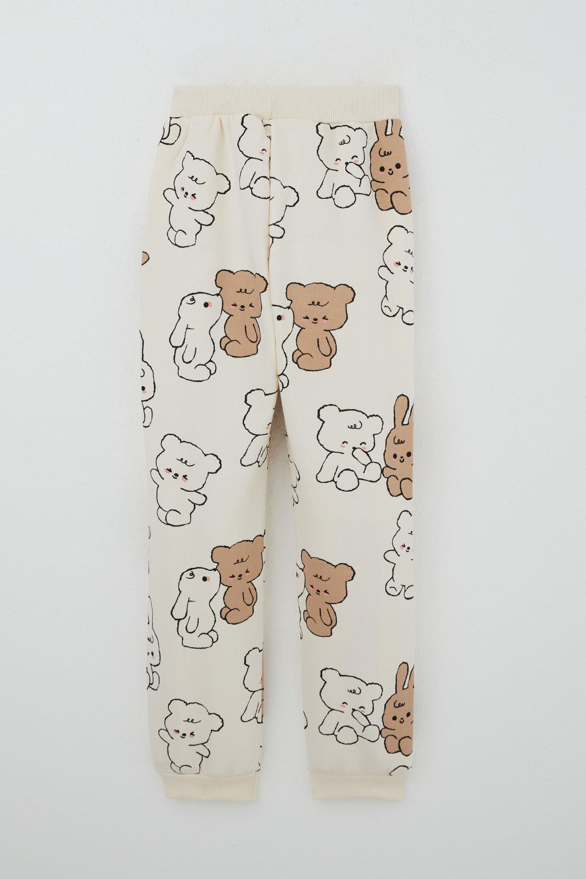 Breeze Kız Çocuk Eşofman Takımı Sevimli Dostlar Krem (4-8 Yaş)