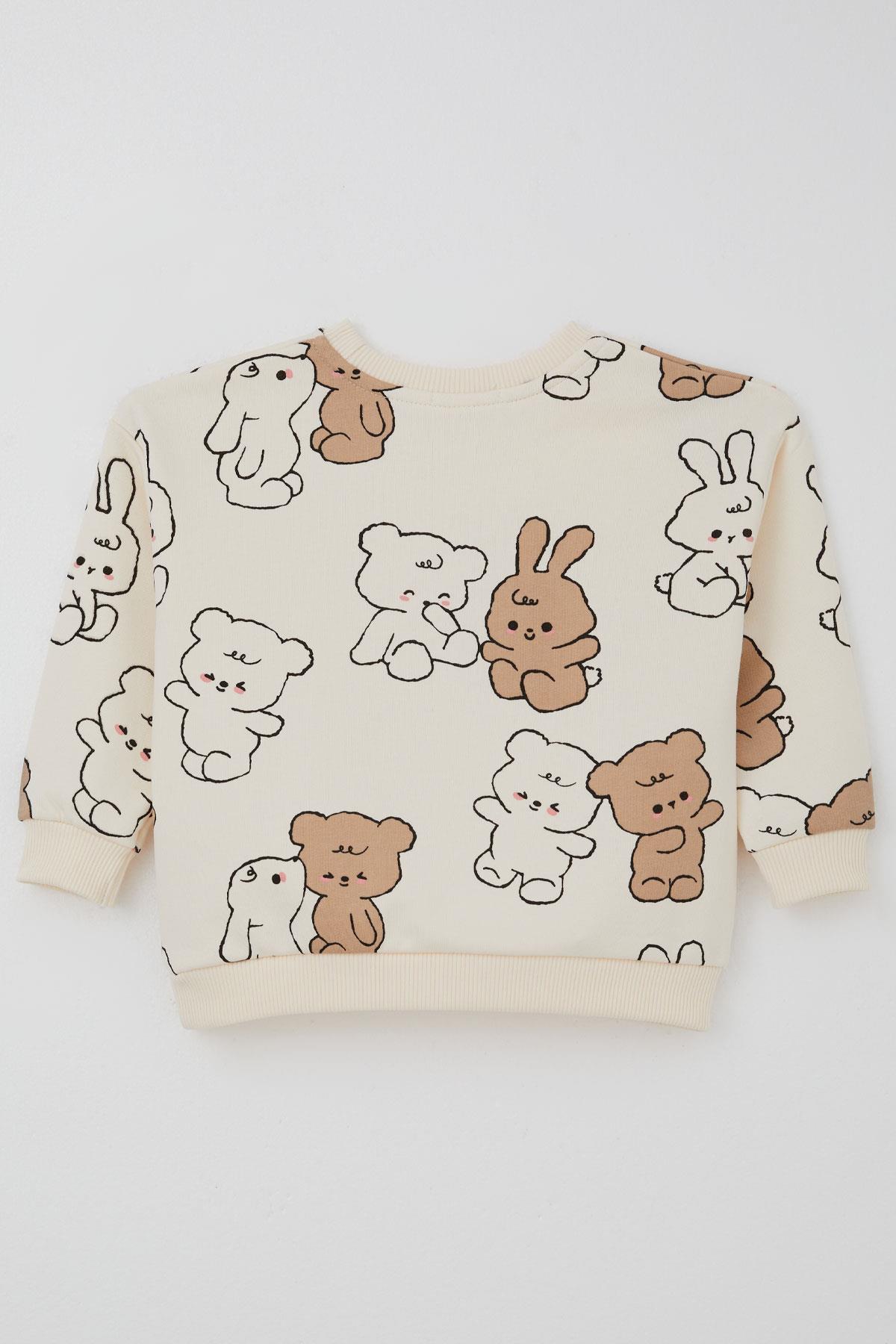 Breeze Kız Çocuk Eşofman Takımı Sevimli Dostlar Krem (2-6 Yaş)