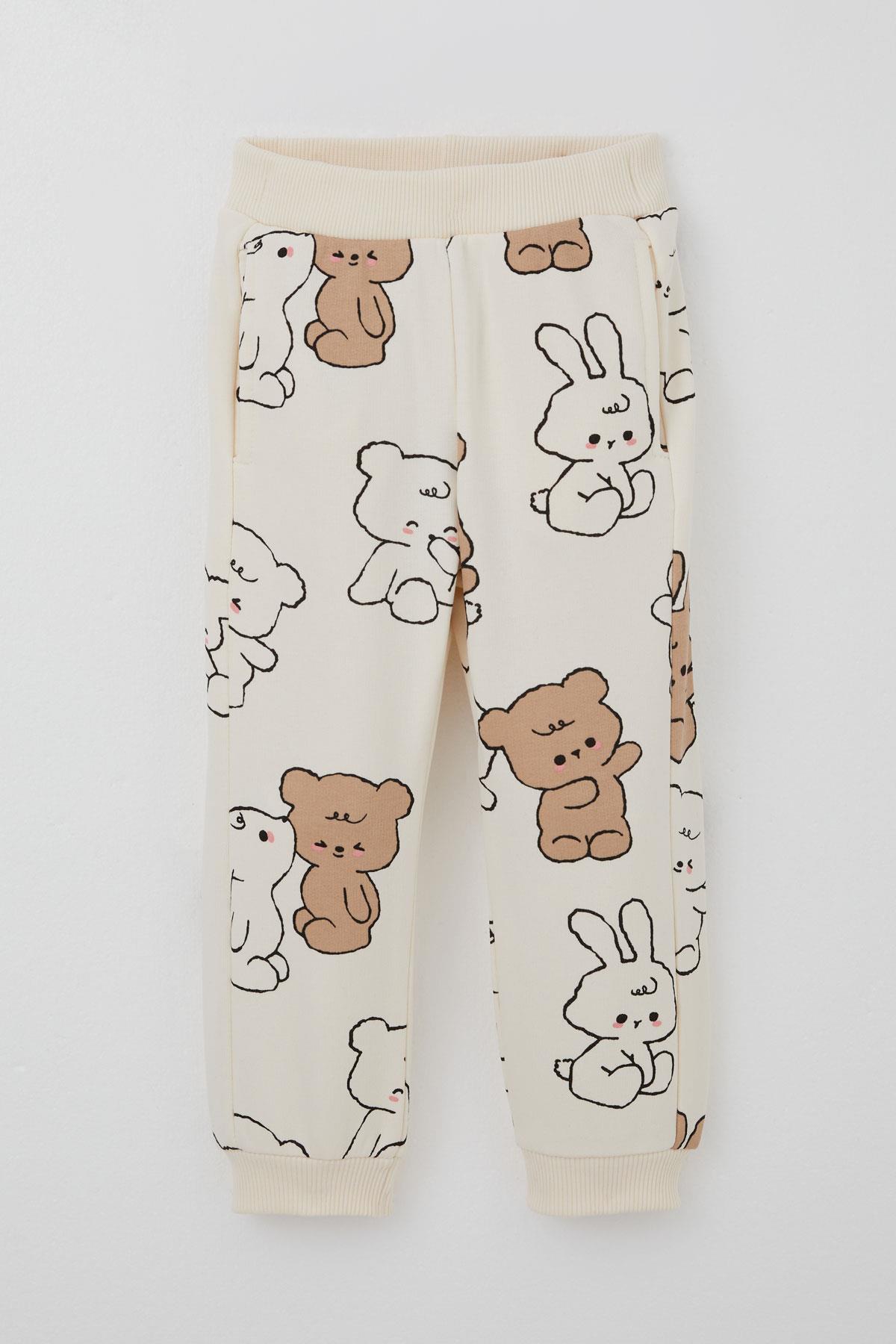 Breeze Kız Çocuk Eşofman Takımı Sevimli Dostlar Krem (2-6 Yaş)