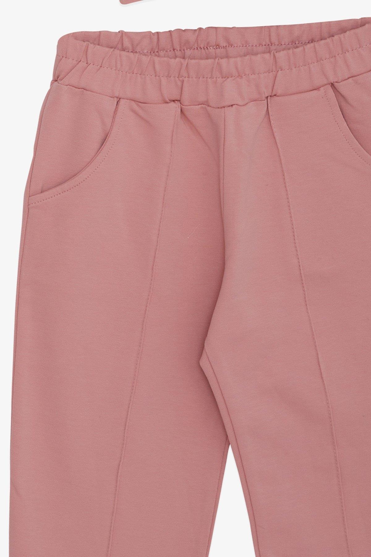 Breeze Kız Çocuk Eşofman Takımı Simli Kız Baskılı Gülkurusu (8-12 Yaş)