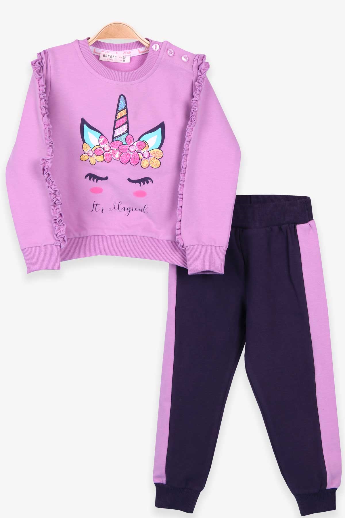 Breeze Kız Çocuk Eşofman Takımı Unicorn Eflatun (1.5-5 Yaş)