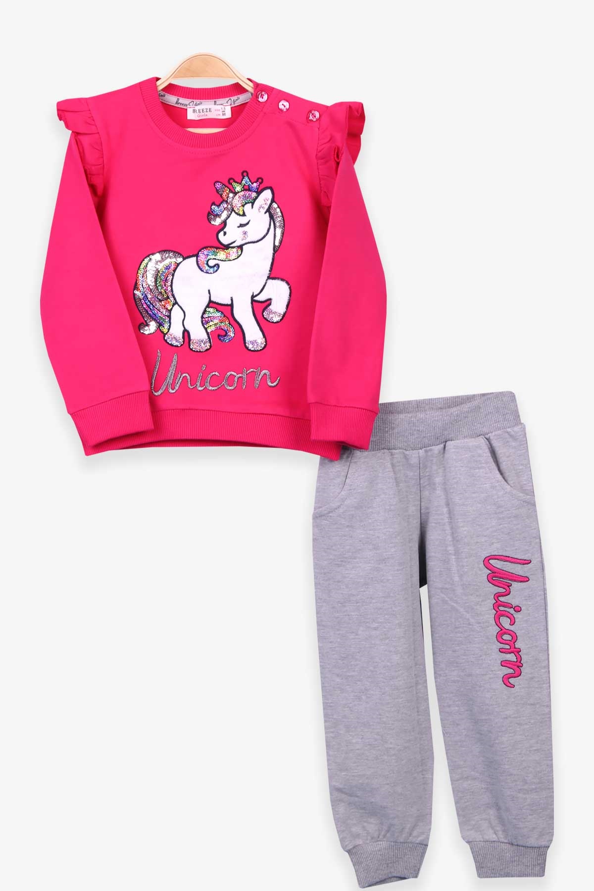 Breeze Kız Çocuk Eşofman Takımı Unicorn Fuşya (1.5-5 Yaş)
