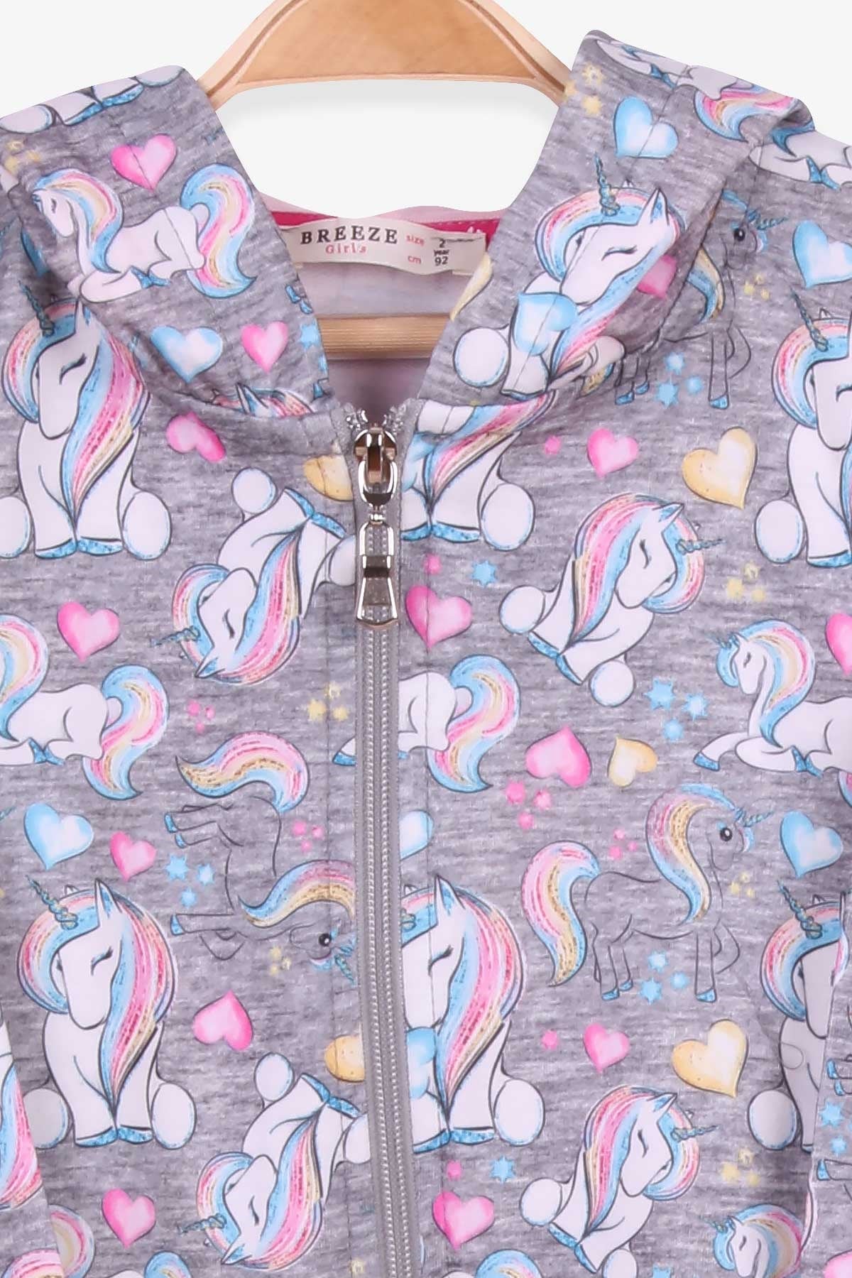 Breeze Kız Çocuk Eşofman Takımı Unicorn Koyu Gri Melanj (2-6 Yaş)