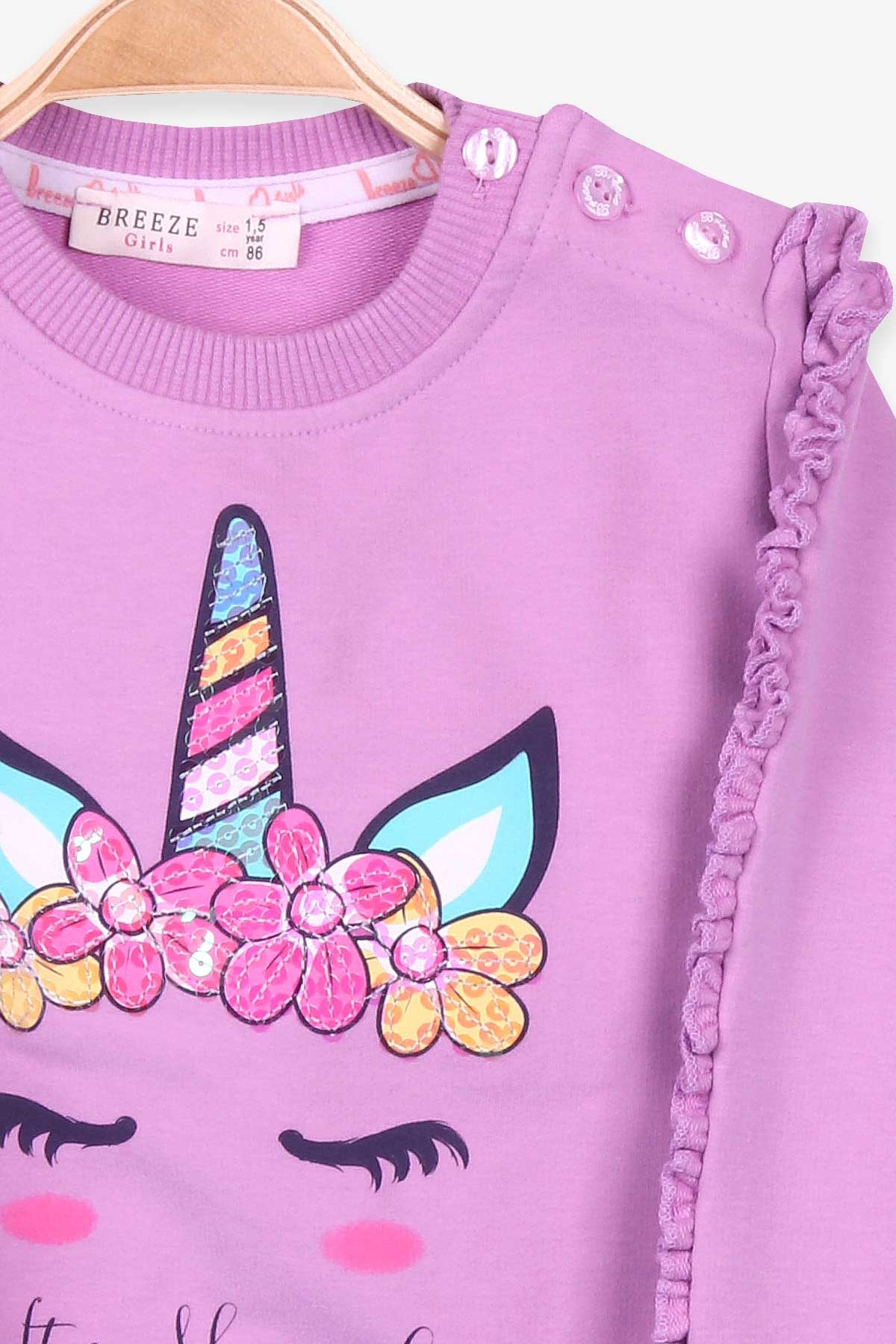 Breeze Kız Çocuk Eşofman Takımı Unicorn Eflatun (1.5-5 Yaş)