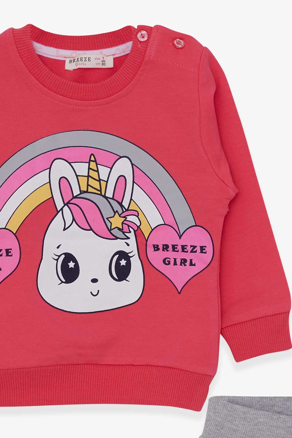 Breeze Kız Çocuk Eşofman Takımı Unicorn Baskılı Pembe (1-4 Yaş)