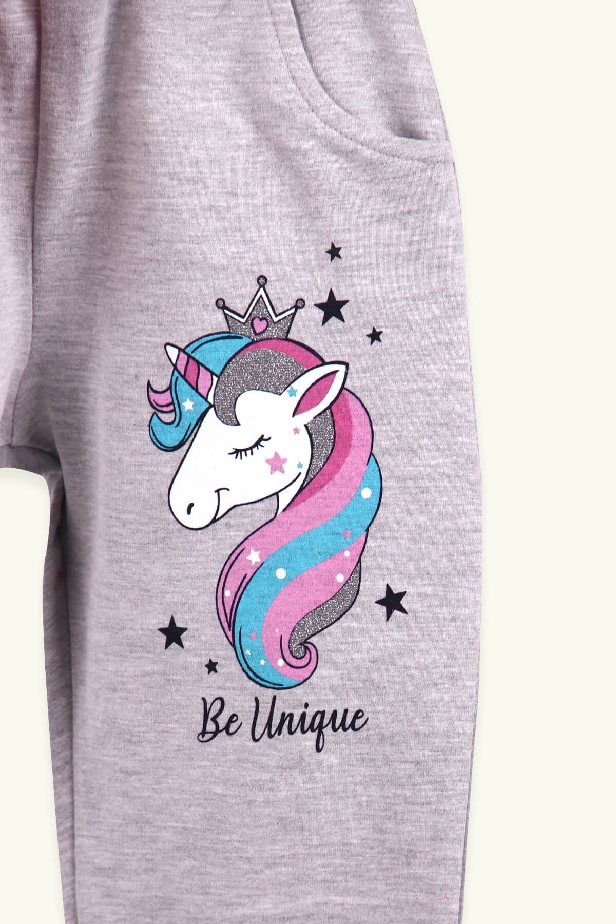 Breeze Kız Çocuk Eşofman Takımı Unicorn Desenli Pudra (2-6 Yaş)