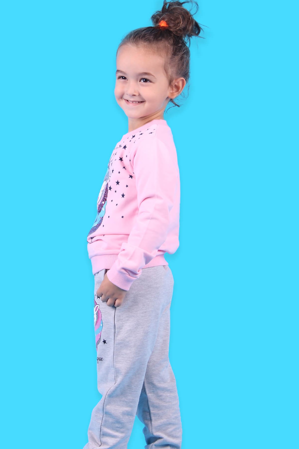 Breeze Kız Çocuk Eşofman Takımı Unicorn Desenli Pudra (2-6 Yaş)