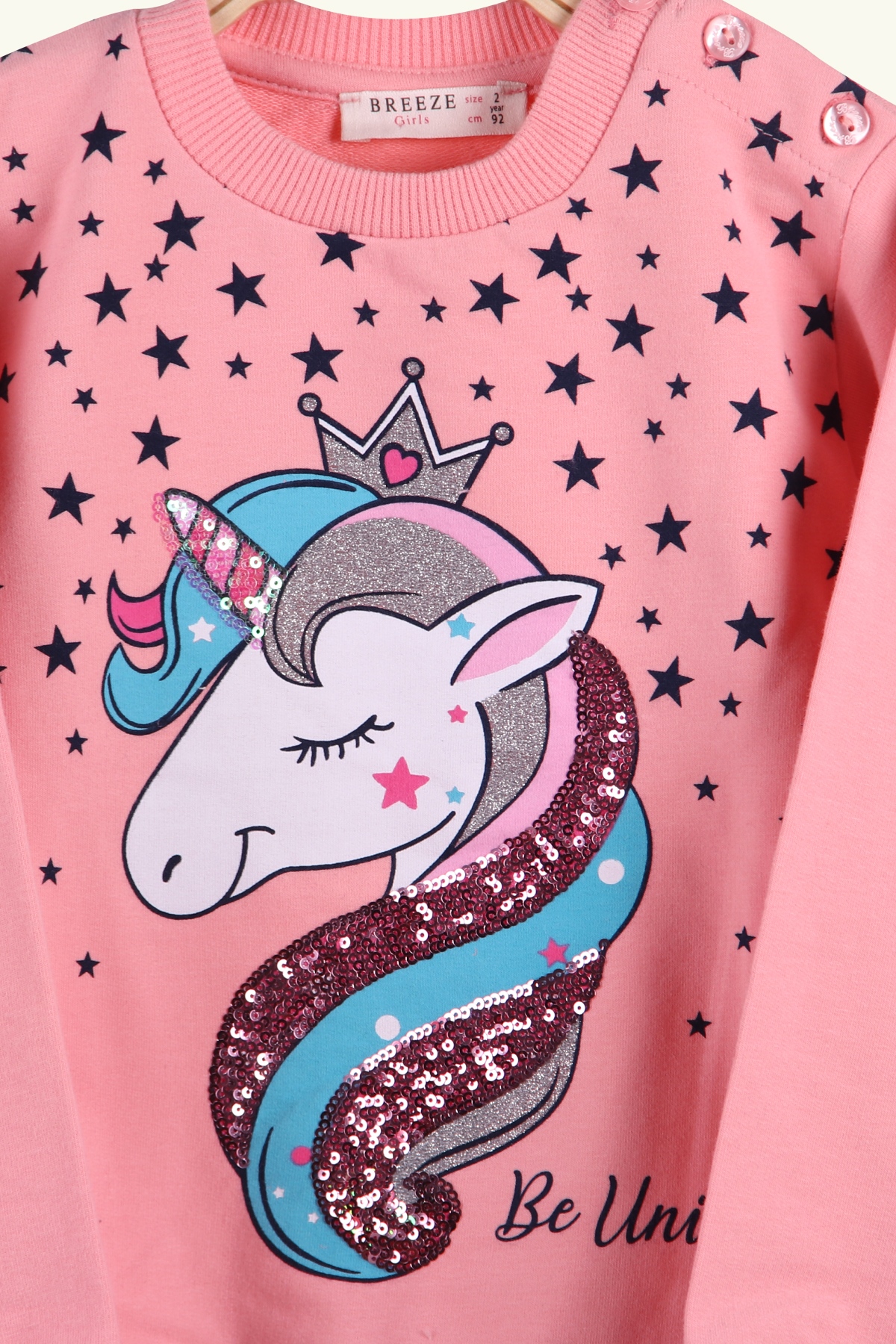 Breeze Kız Çocuk Eşofman Takımı Unicorn Desenli Somon (2-6 Yaş)