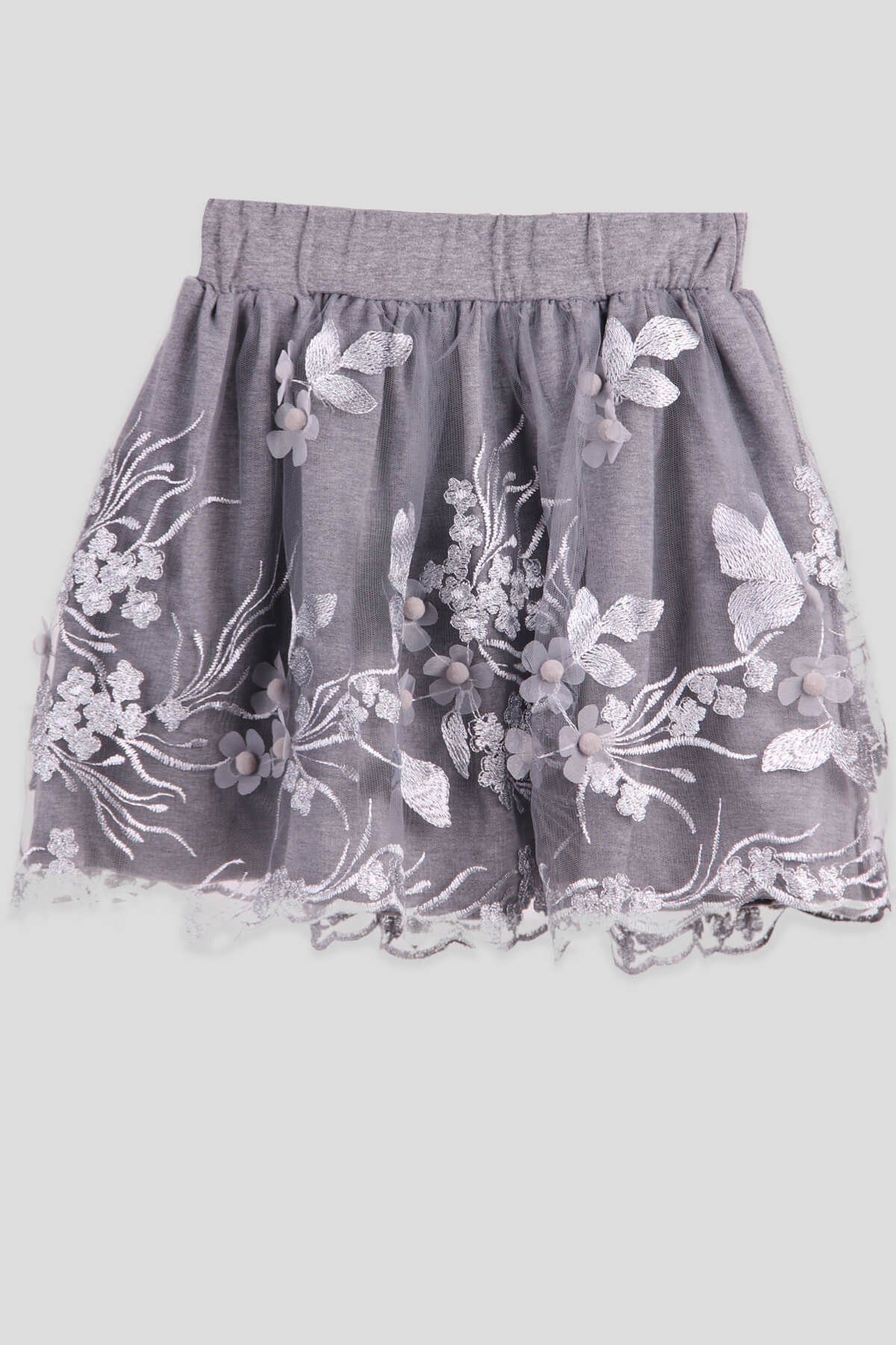 Breeze Kız Çocuk Etek Güpürlü Füme (6-12 Yaş)