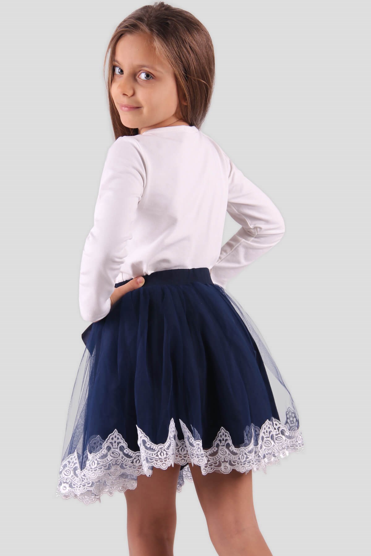 Breeze Kız Çocuk Etek Güpürlü Lacivert (6-12 Yaş)