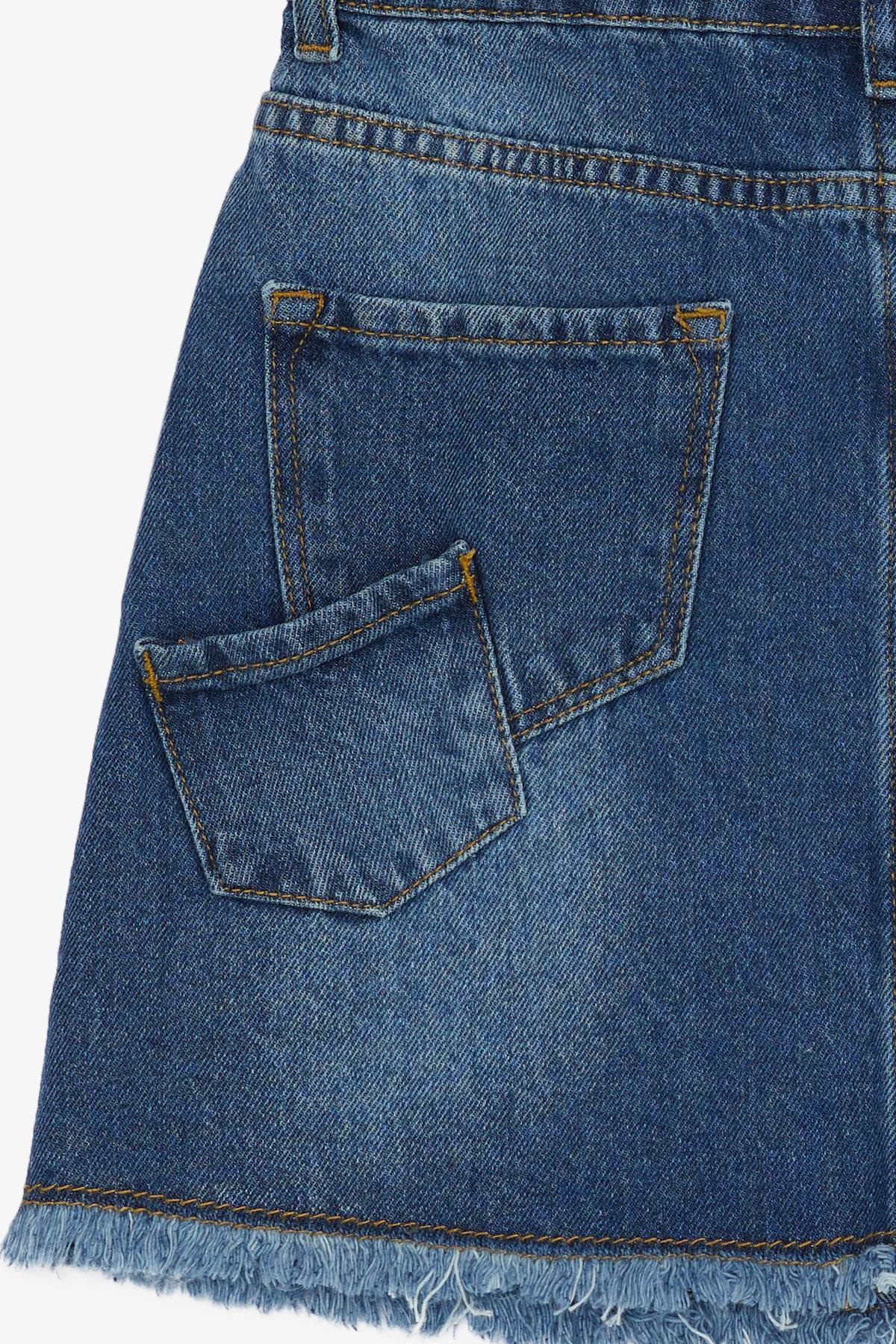 Breeze Kız Çocuk Etek Jean Cepli Koyu Mavi (12-14 Yaş)